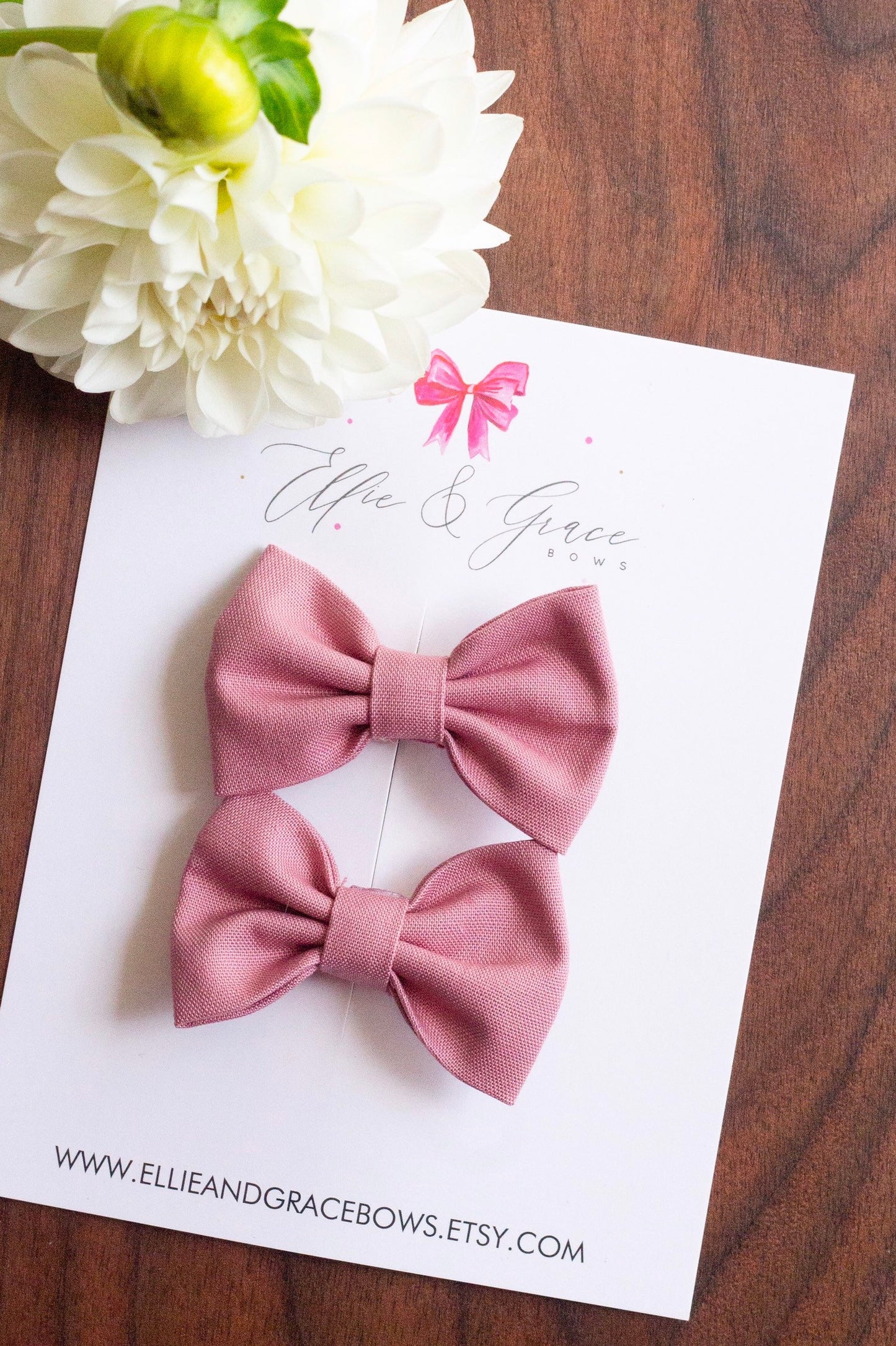 Rose Cotton Pigtail Bow Set: 2-Inch Baby Hair Clips