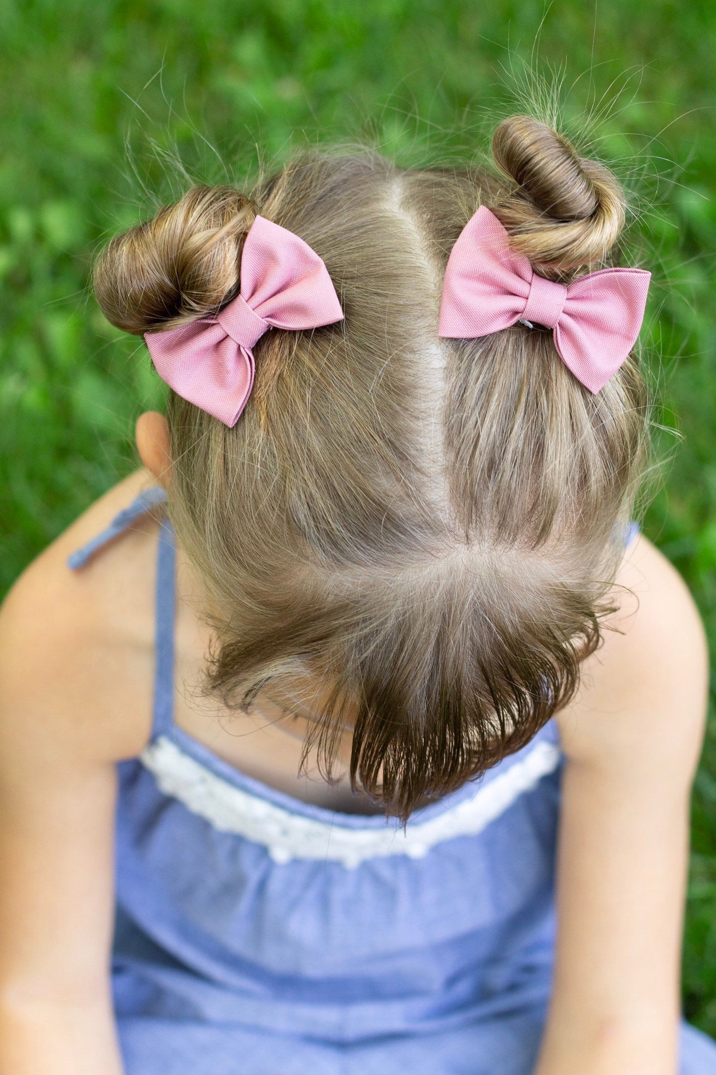 Rose Cotton Pigtail Bow Set: 2-Inch Baby Hair Clips