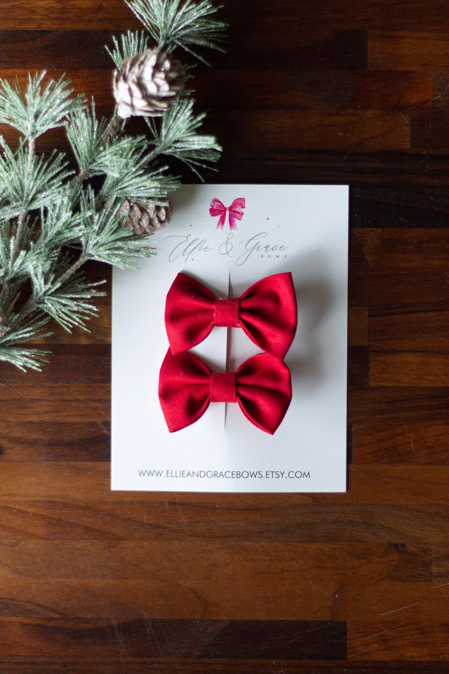 Red Pigtail Bow Set: Cotton Hair Clips for Toddler Girl