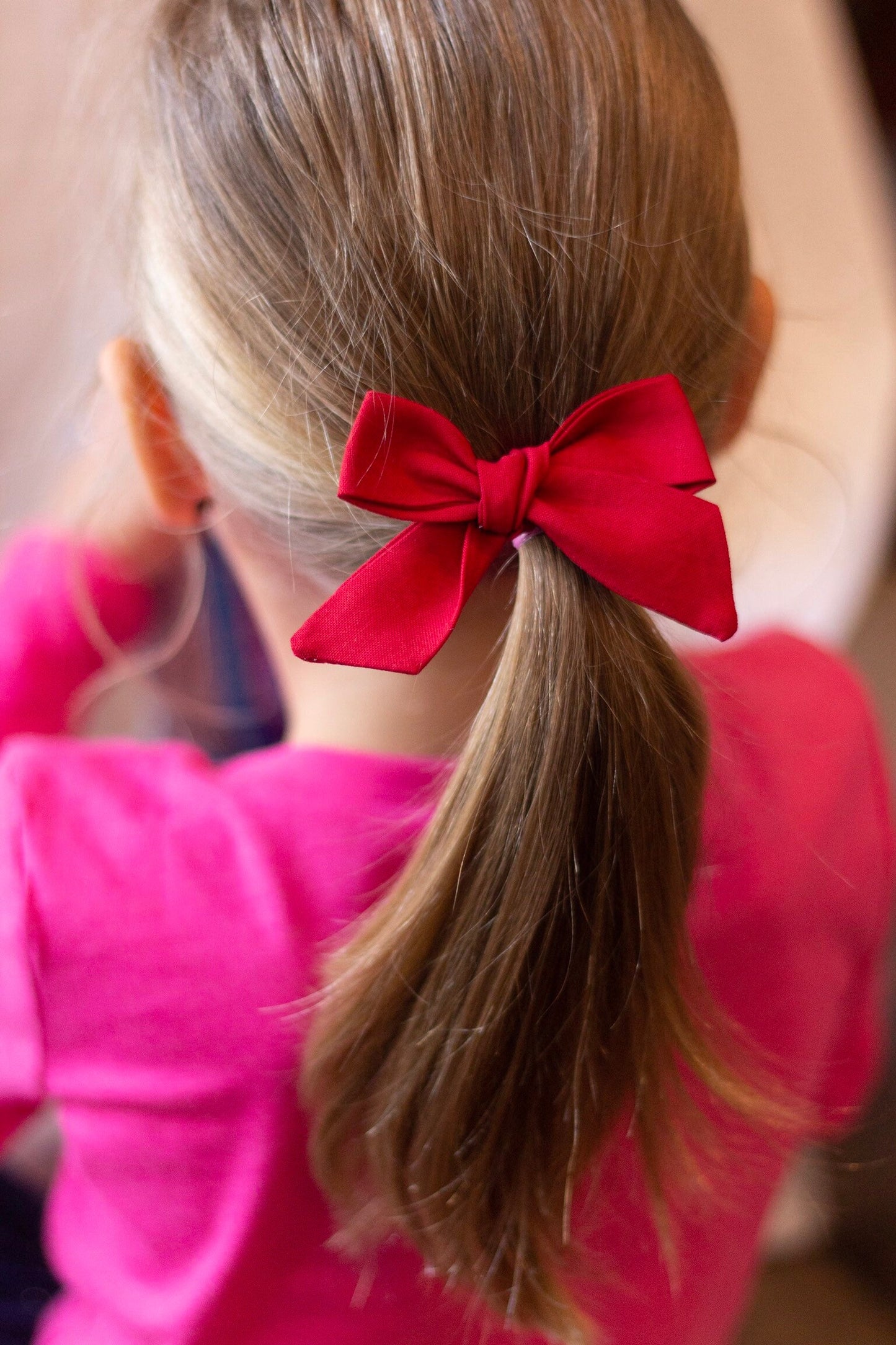 Red Christmas Bow: Cotton Baby Headband or Hair Clip