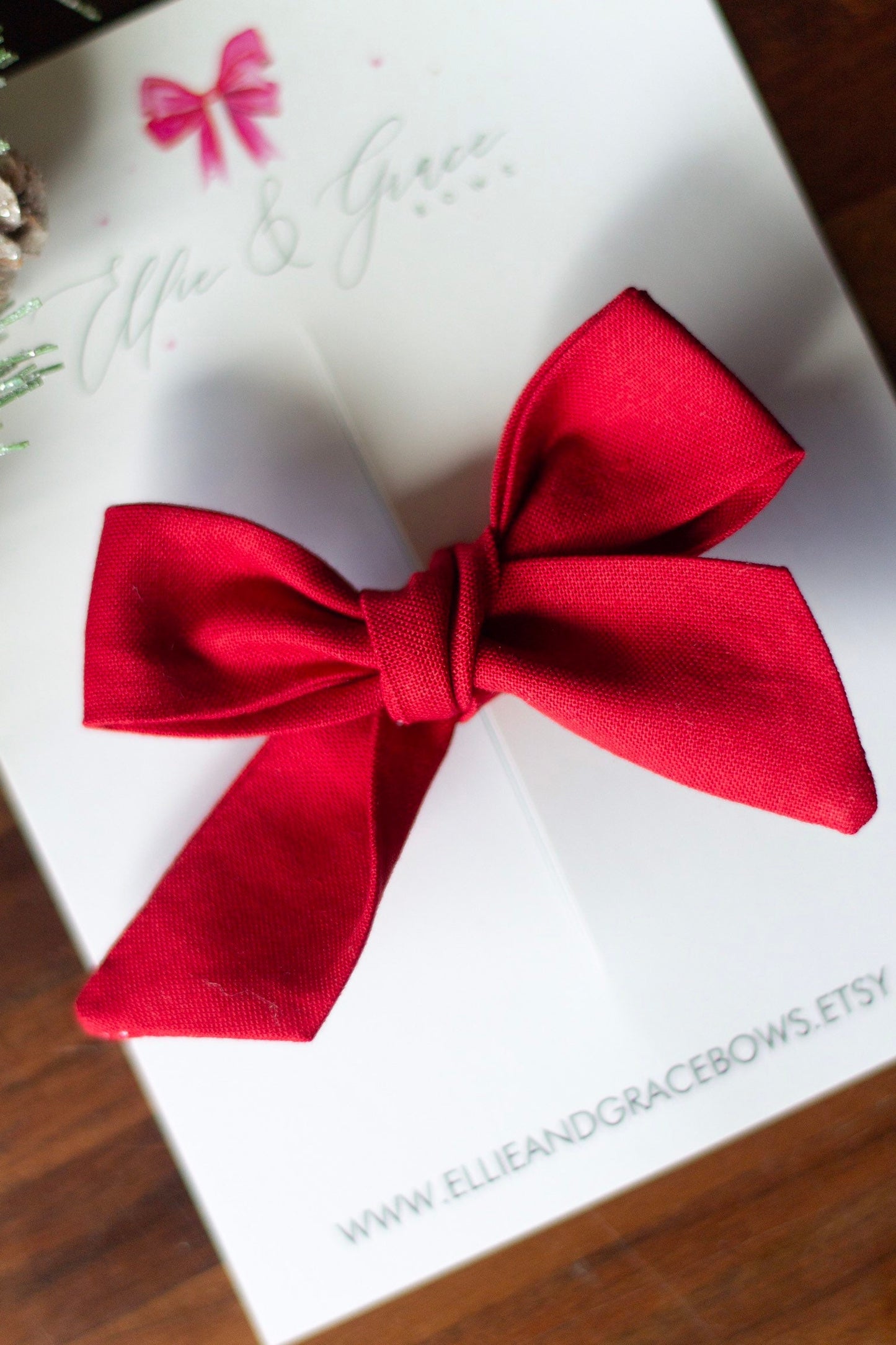 Red Christmas Bow: Cotton Baby Headband or Hair Clip
