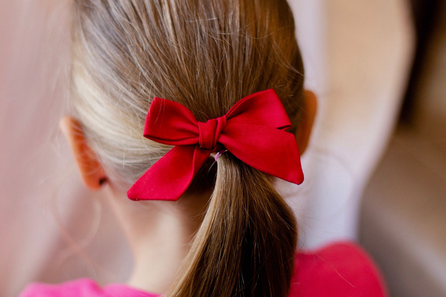 Red Christmas Bow: Cotton Baby Headband or Hair Clip