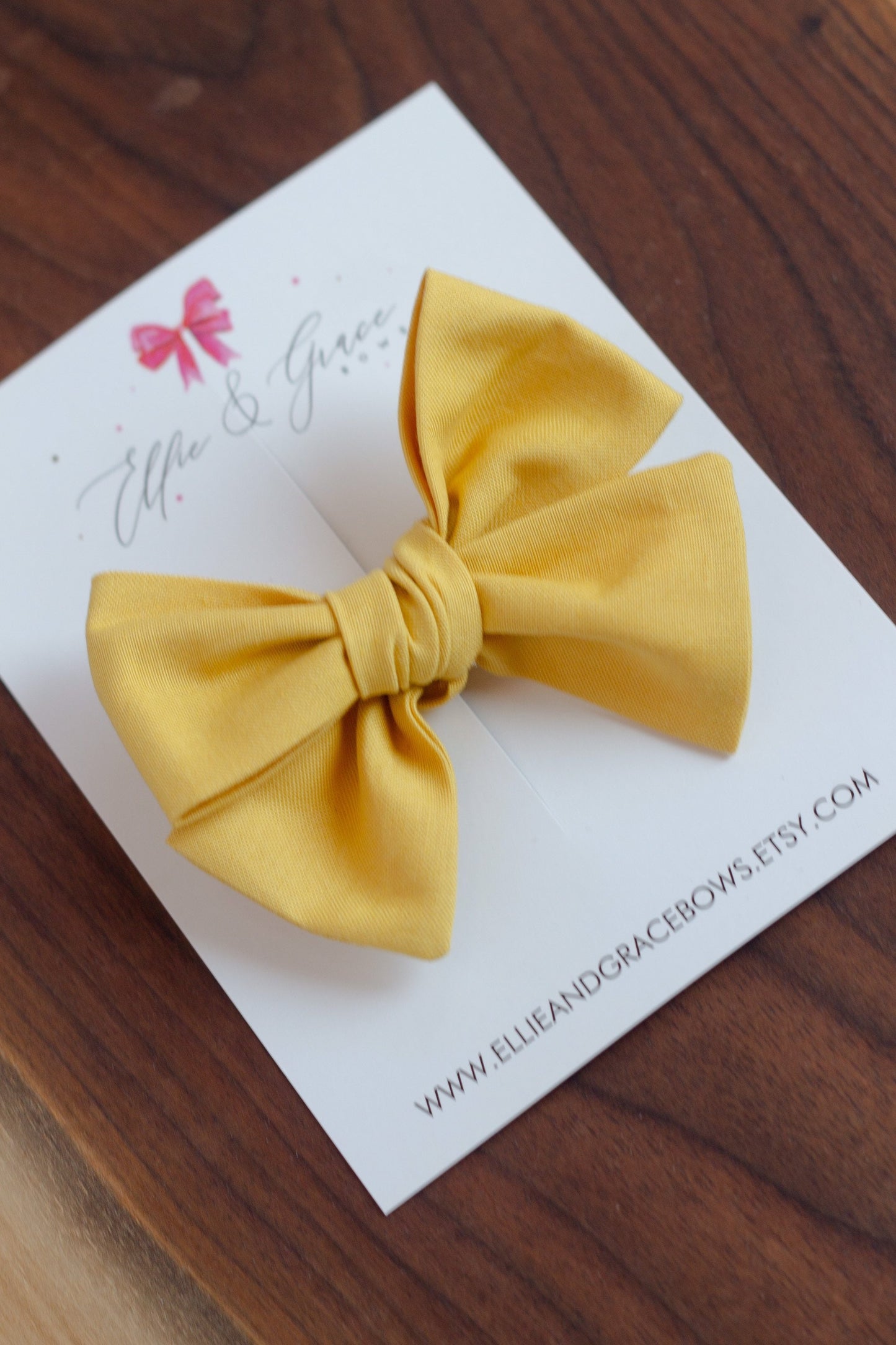 Mustard Yellow Cotton Baby Hair Bow: Fall Thanksgiving Clip