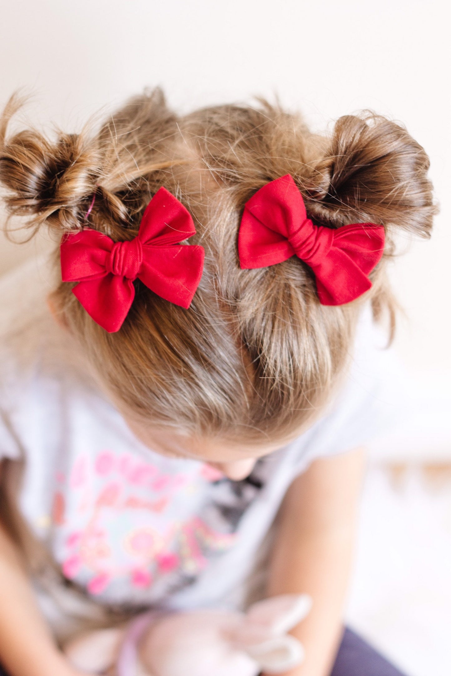 Red Christmas Pigtail Bow Set: Cotton Baby Hair Clips