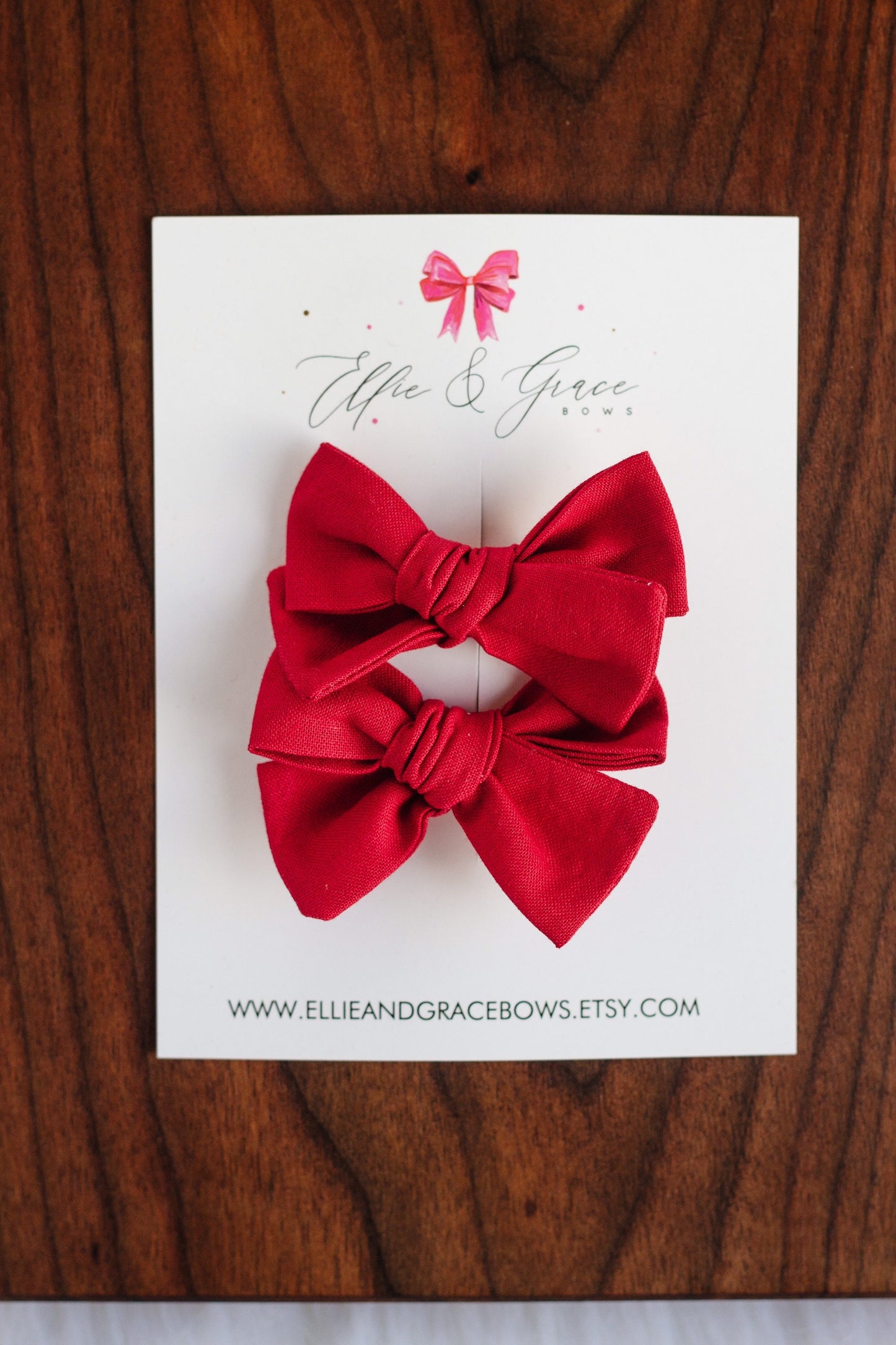 Red Christmas Pigtail Bow Set: Cotton Baby Hair Clips