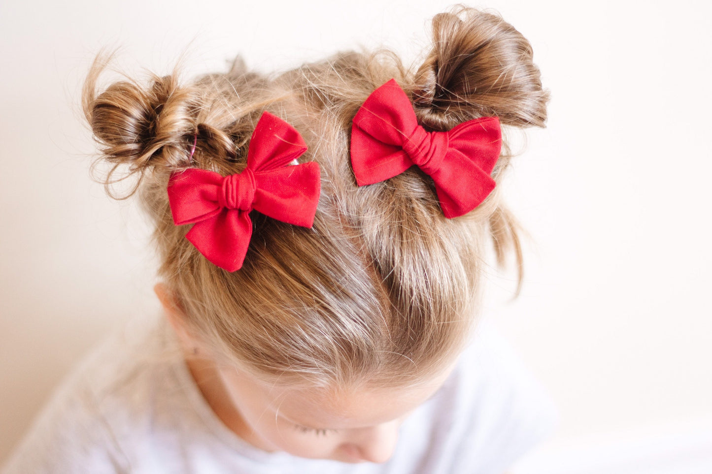Red Christmas Pigtail Bow Set: Cotton Baby Hair Clips
