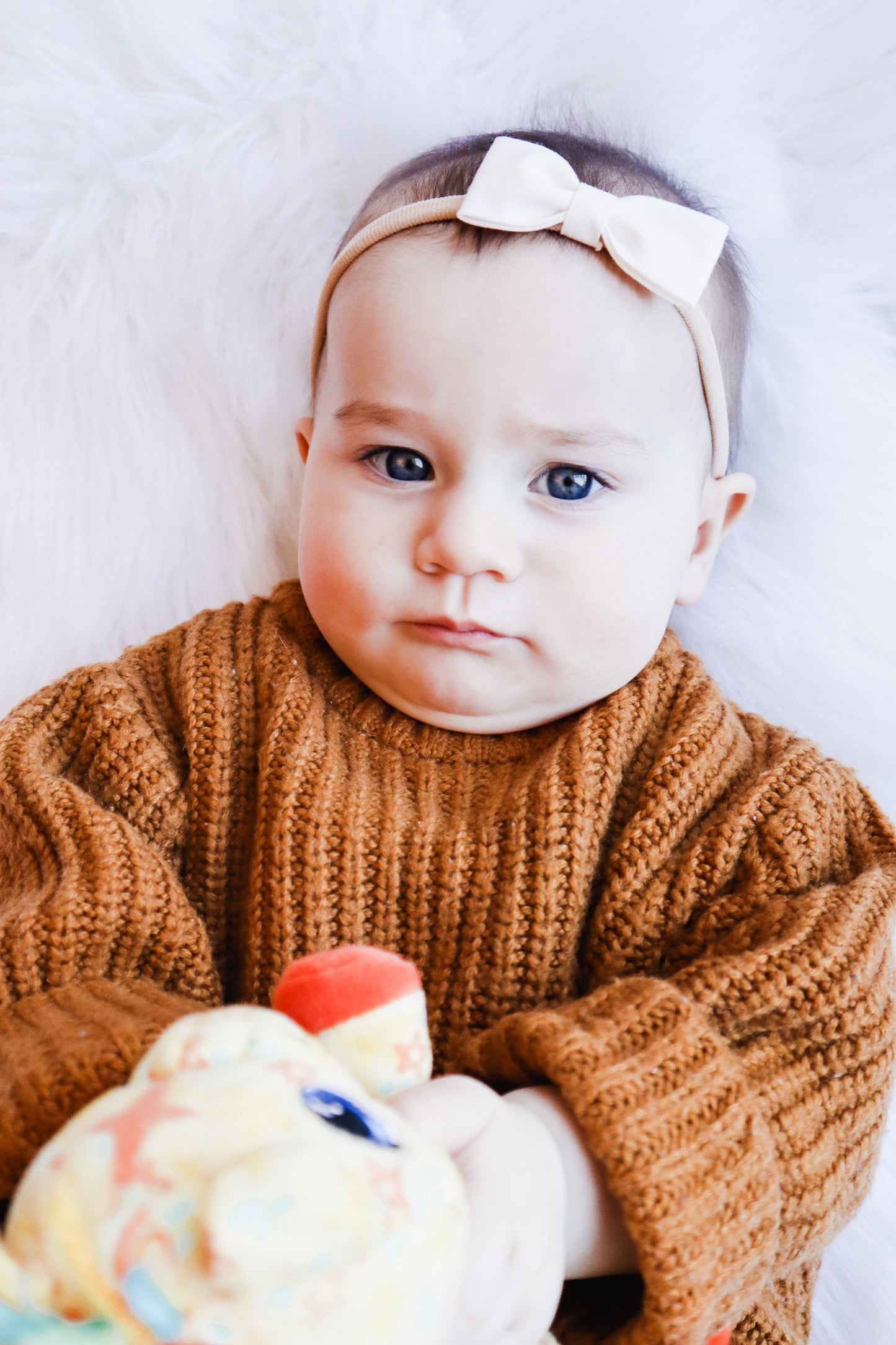 Cream Cotton Baby Bow: Simple Hair Clip or Headband