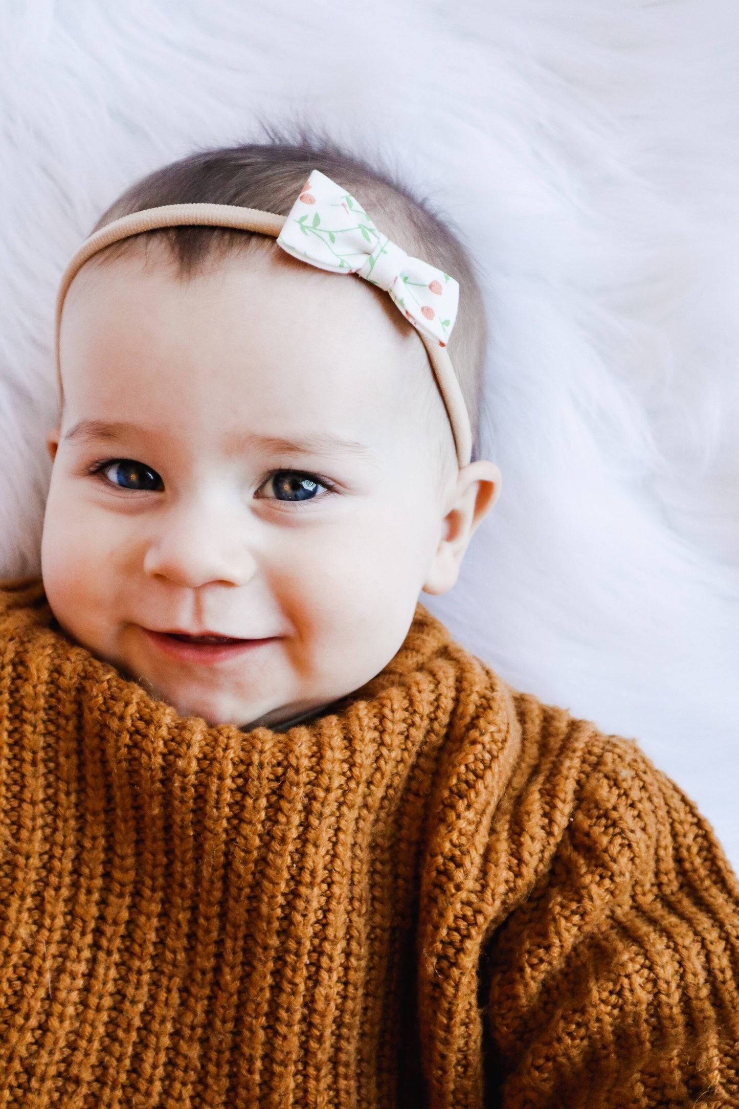 Floral Baby Bow Headband: 2 Inch Cotton Hair Clip