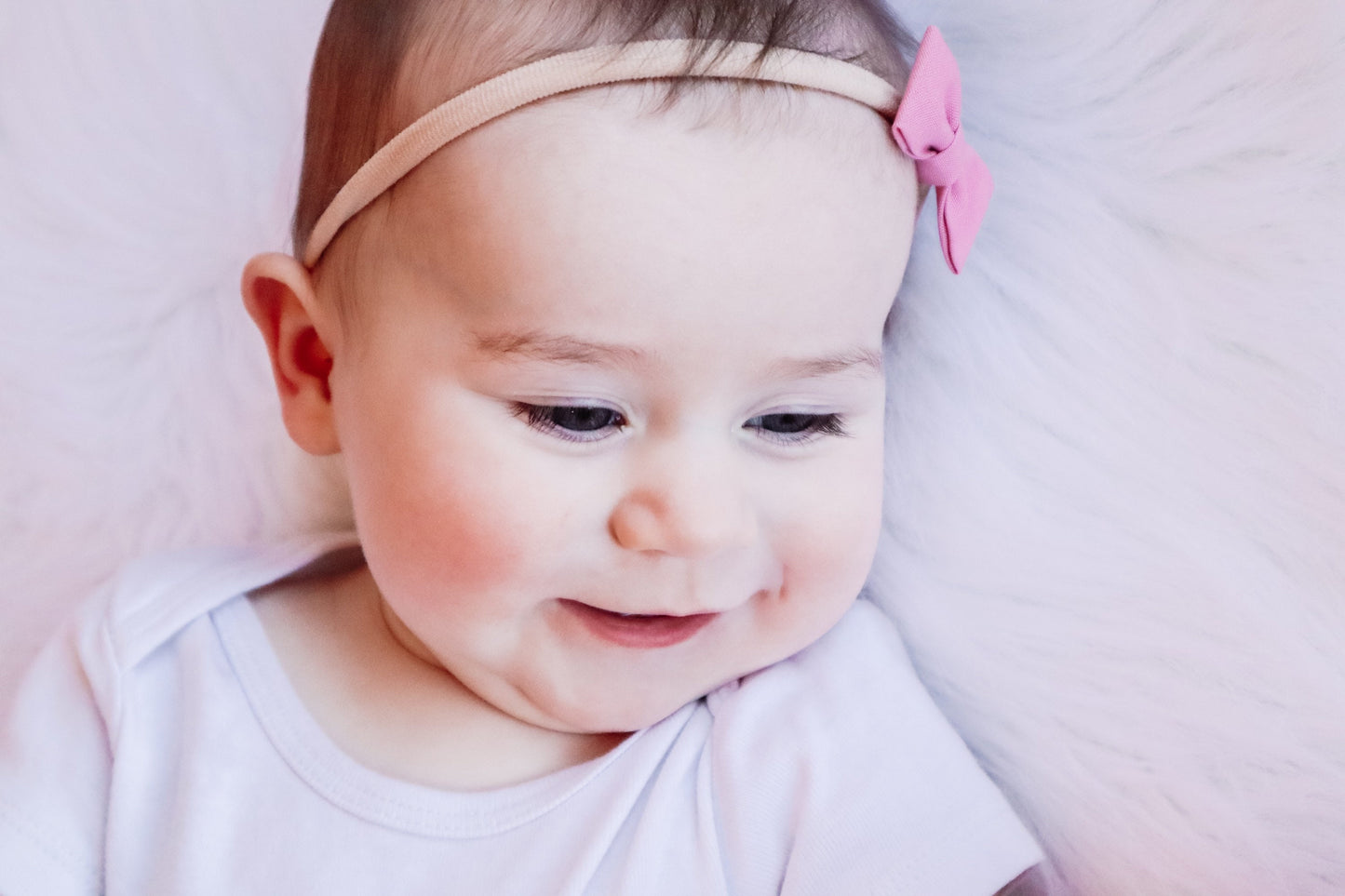 Rose Pink Baby Bow Headband: Cotton Hair Bow