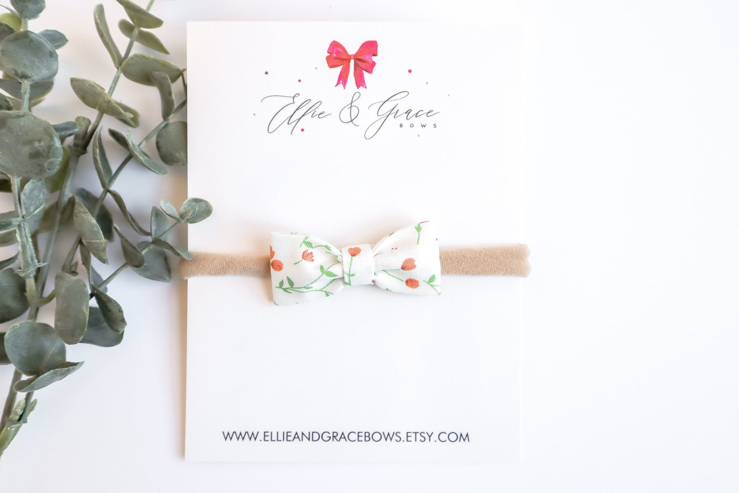 Floral Baby Bow Headband: 2 Inch Cotton Hair Clip