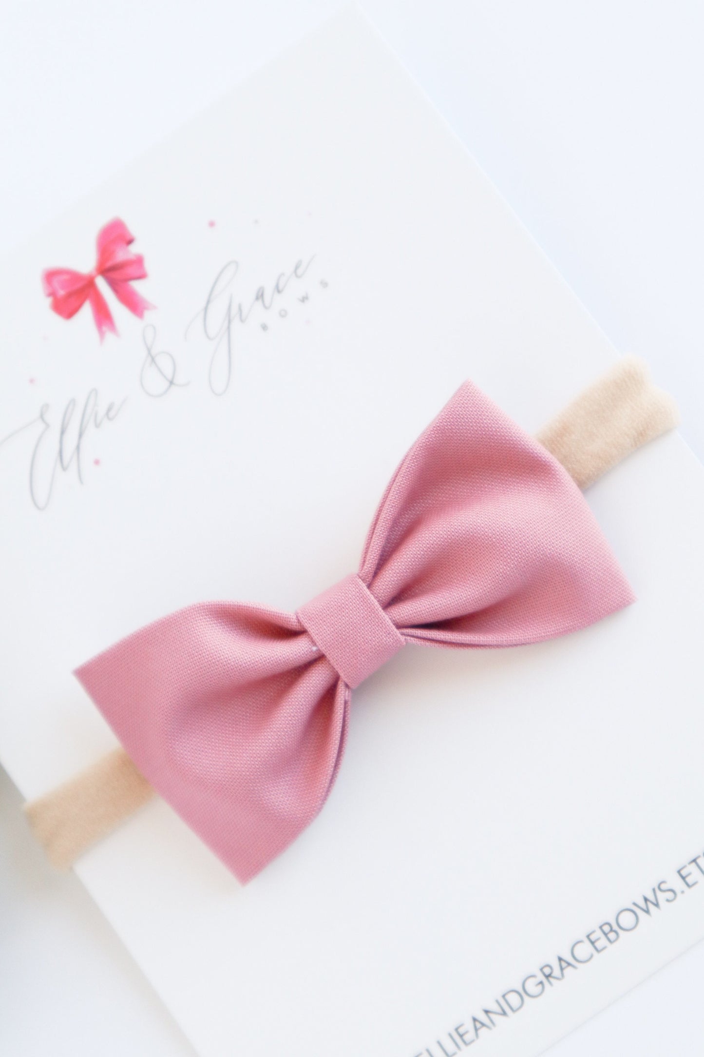 Rose Pink Baby Bow Headband: Cotton Hair Bow