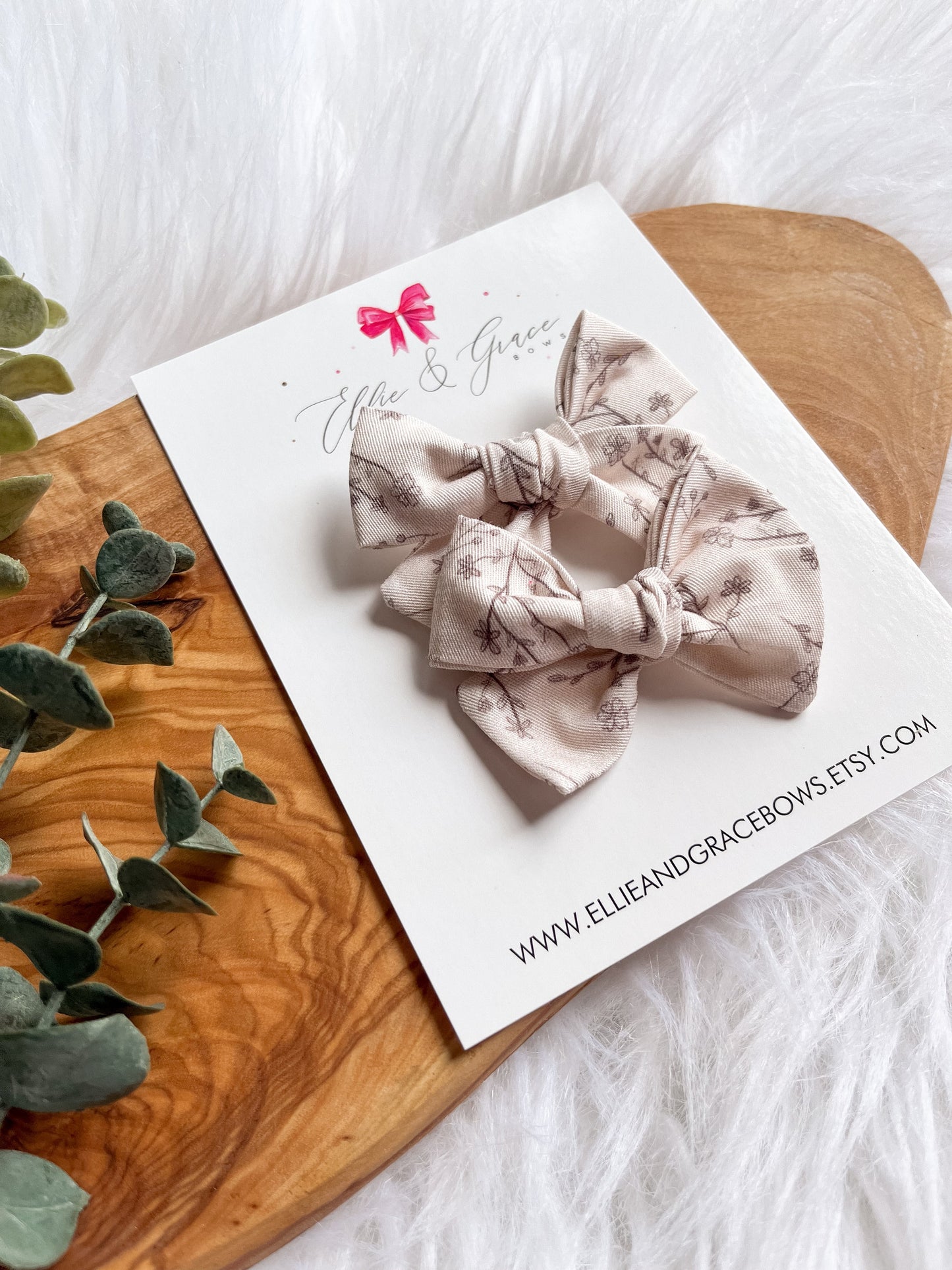 Wildflower Hair Bows - Cotton Fabric Pigtail Bow Set - Pinwheel Bows