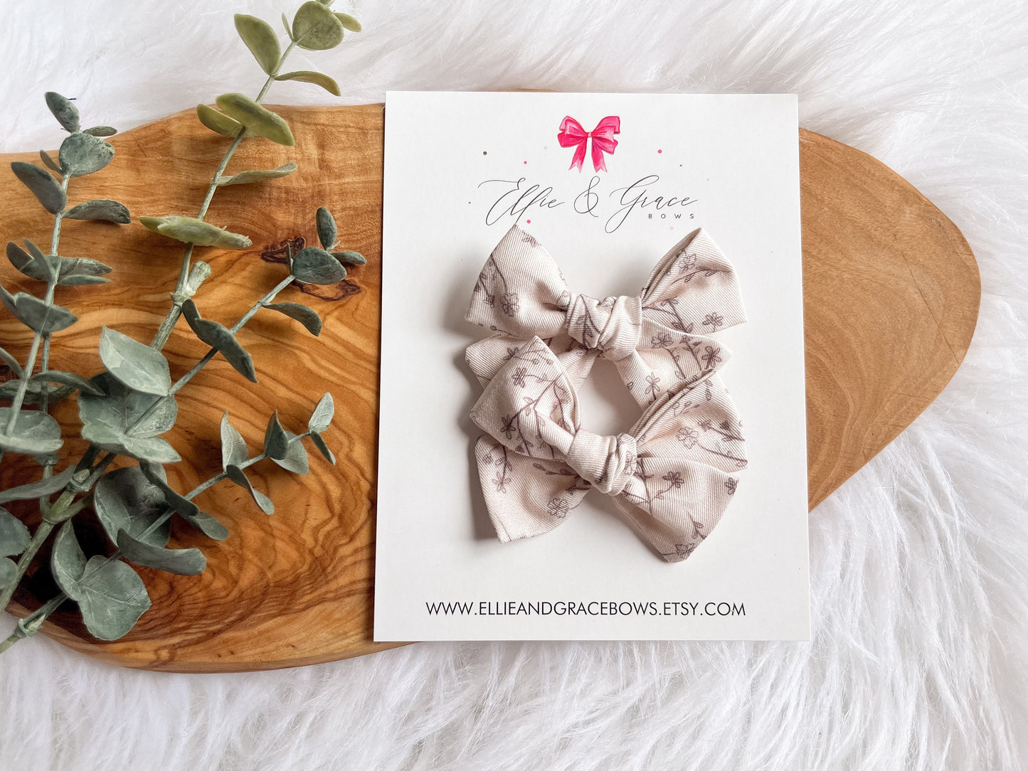 Wildflower Hair Bows - Cotton Fabric Pigtail Bow Set - Pinwheel Bows