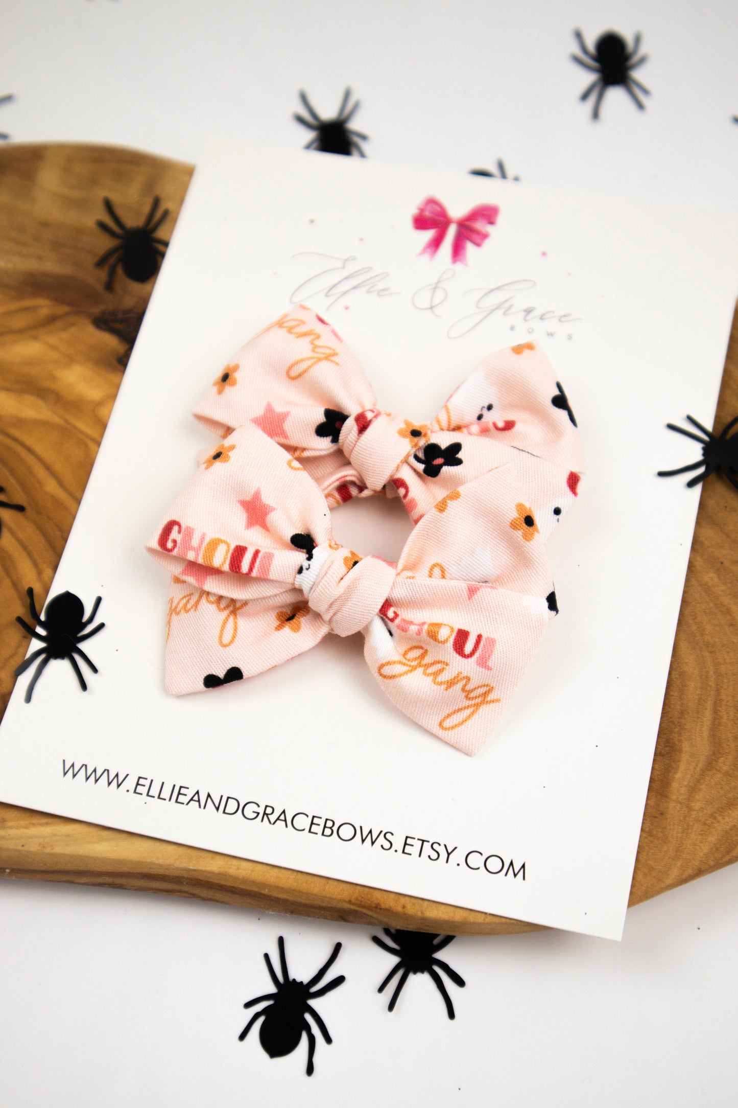 Ghost Hair Bows: Halloween Pigtail Clips, Ghoul Gang Cotton Bows (Set of 2)