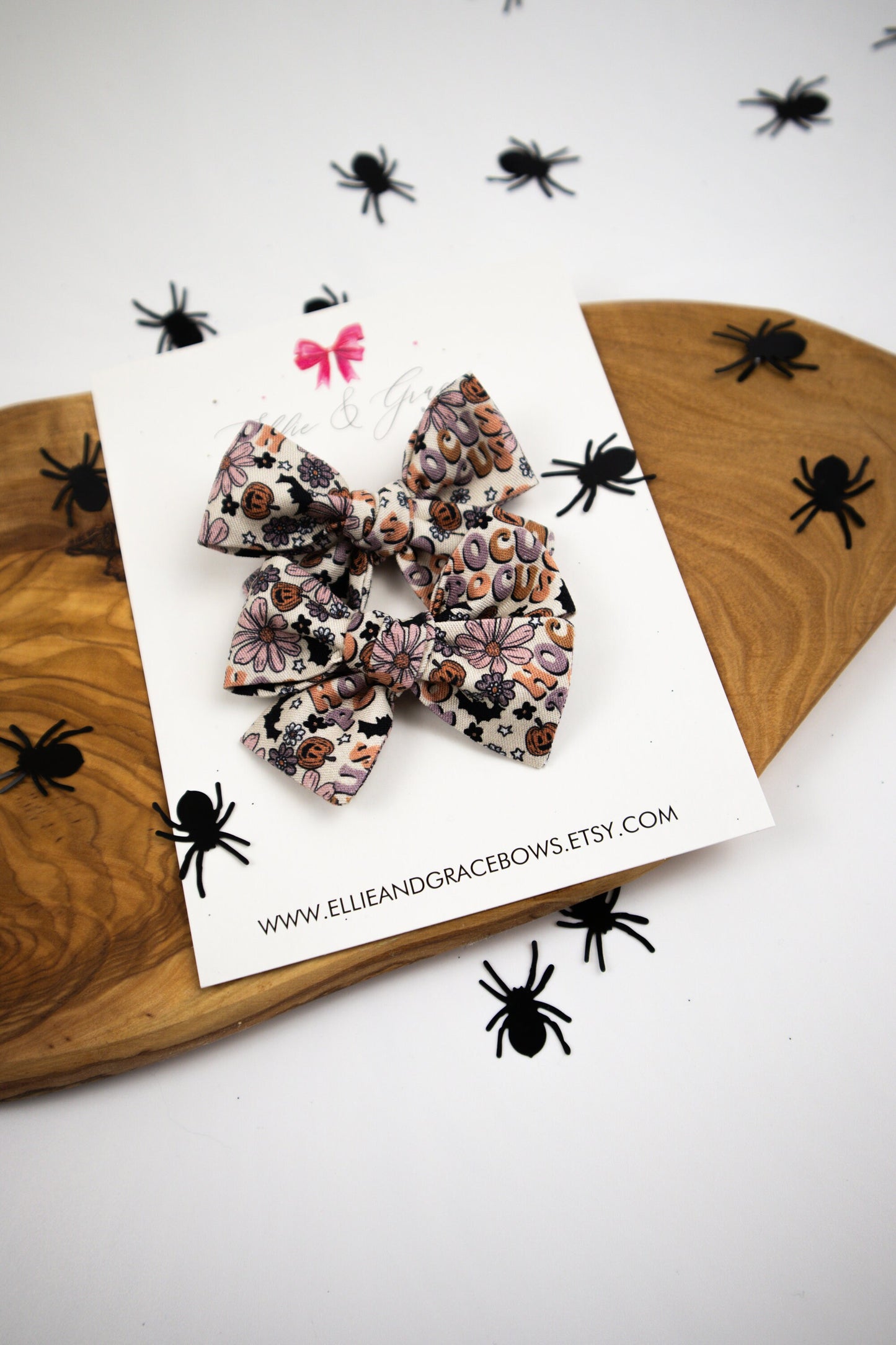 Witch Pigtail Bow Set: Halloween Cotton Hair Clips