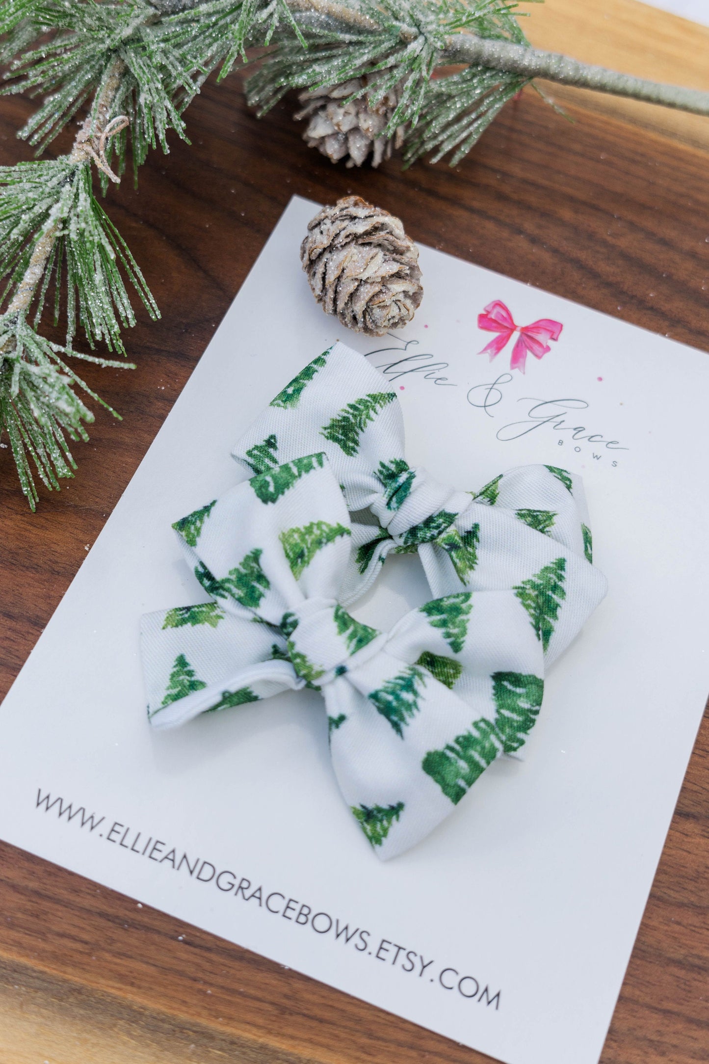 Christmas Tree Pigtail Bow Set - Alligator Clip Bows