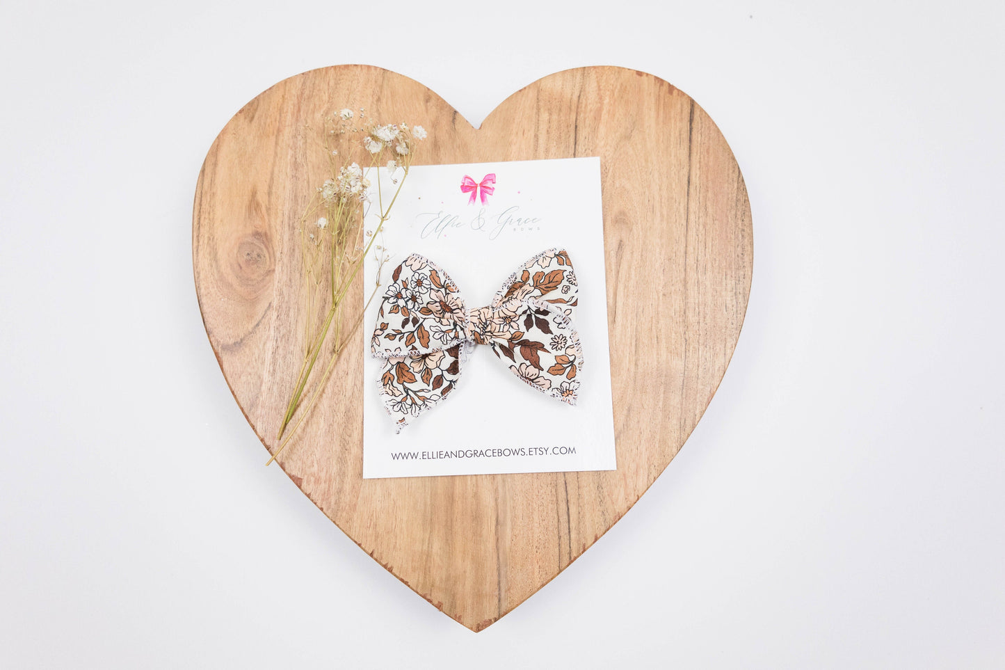 Vintage Floral Baby Bow: Cotton Pigtail Clip or Headband