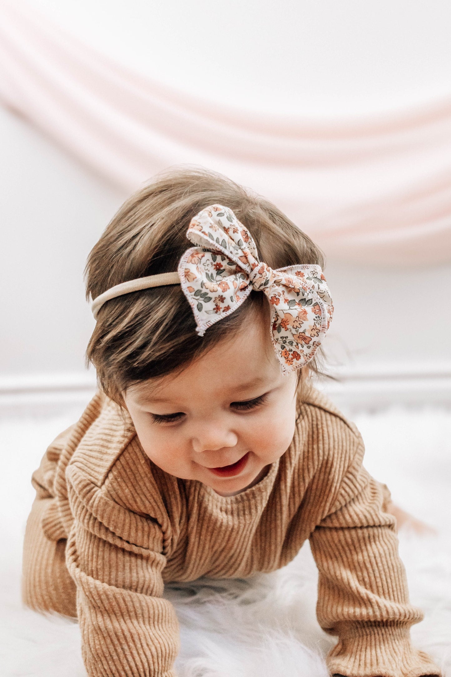 Dainty Floral Hand Tied Hair Bow - Cotton Fabric Bow - Bows with Flowers