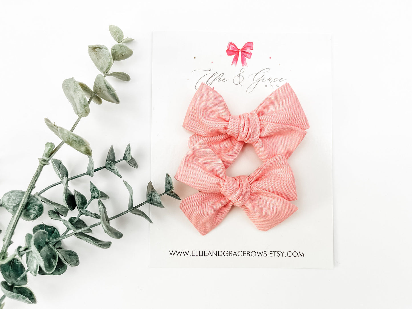Peach Pigtail Bow Set - Bows For Girls - 3 Inch Hair Bows