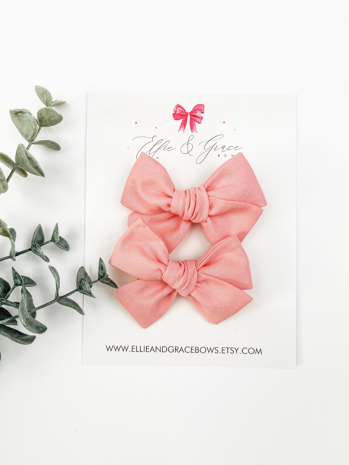 Peach Pigtail Bow Set - Bows For Girls - 3 Inch Hair Bows