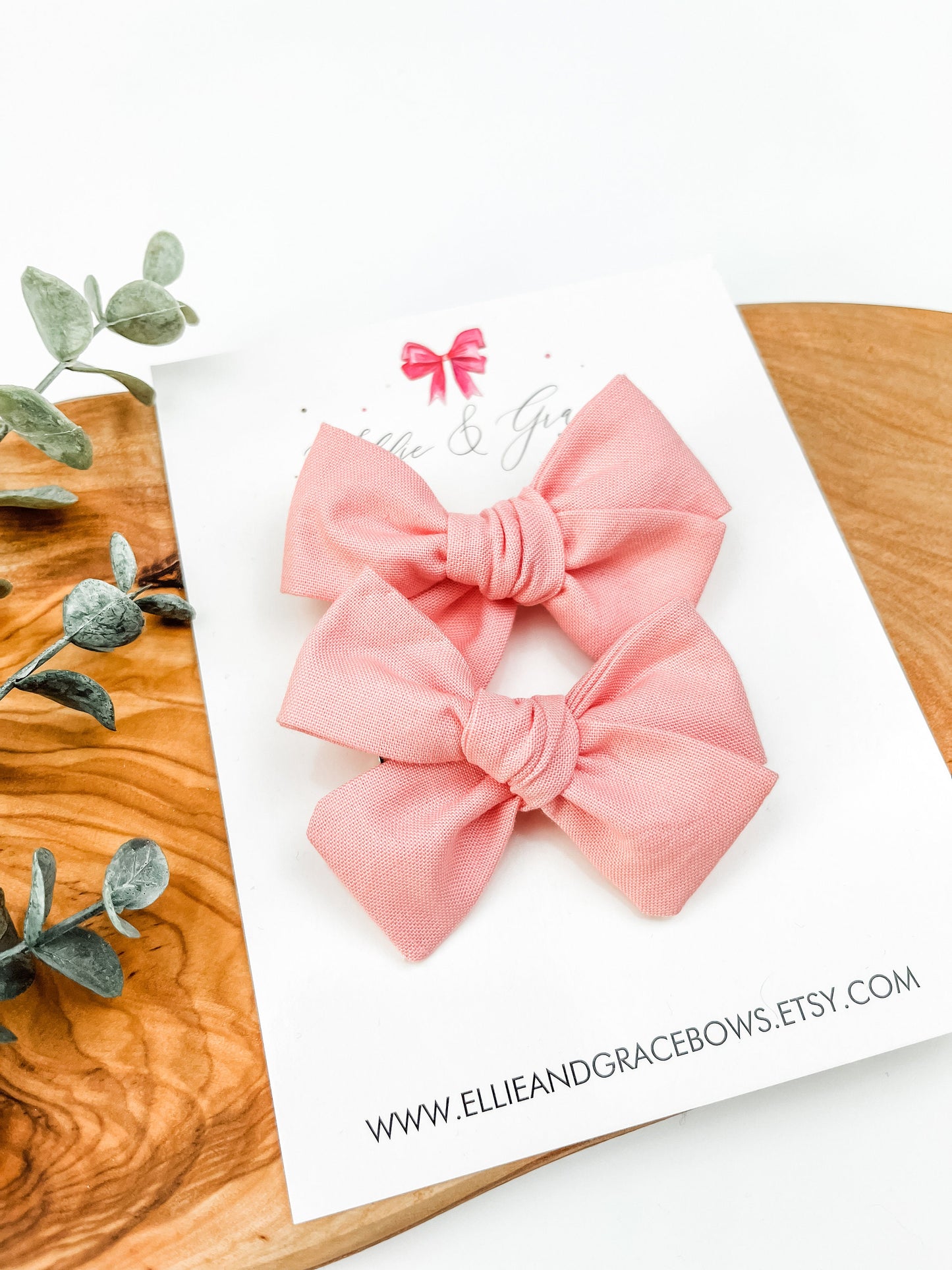 Peach Pigtail Bow Set - Bows For Girls - 3 Inch Hair Bows