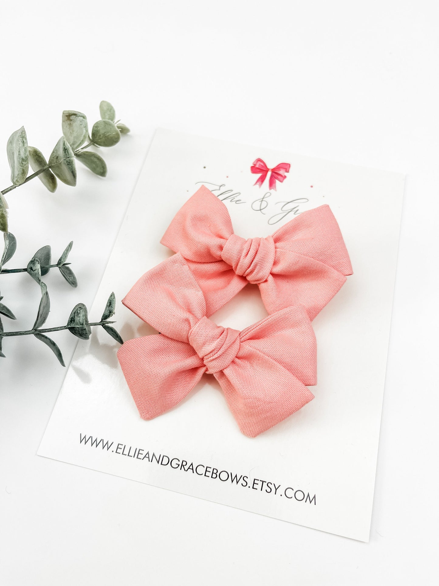 Peach Pigtail Bow Set - Bows For Girls - 3 Inch Hair Bows