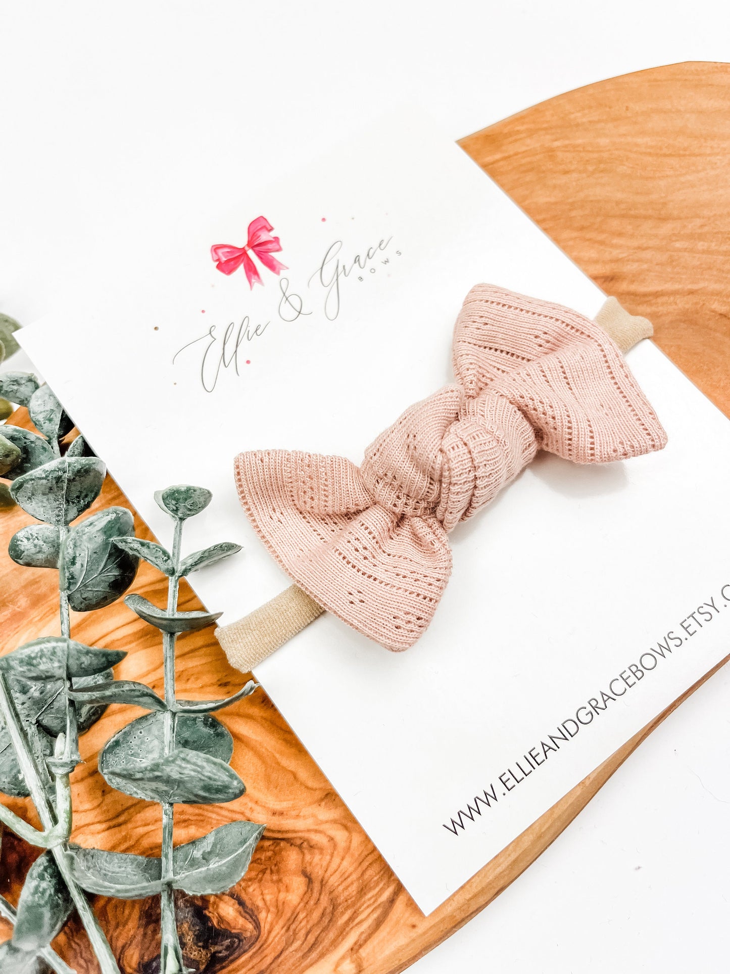 Fabric Baby Bow Headband: Knotted Ribbed Design