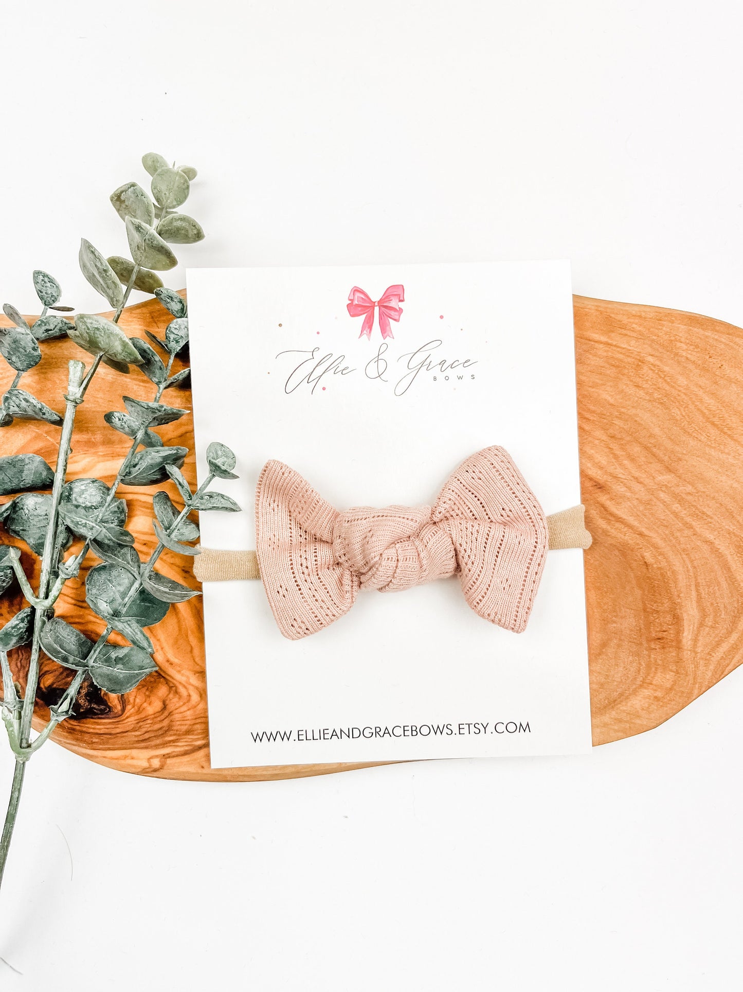 Fabric Baby Bow Headband: Knotted Ribbed Design