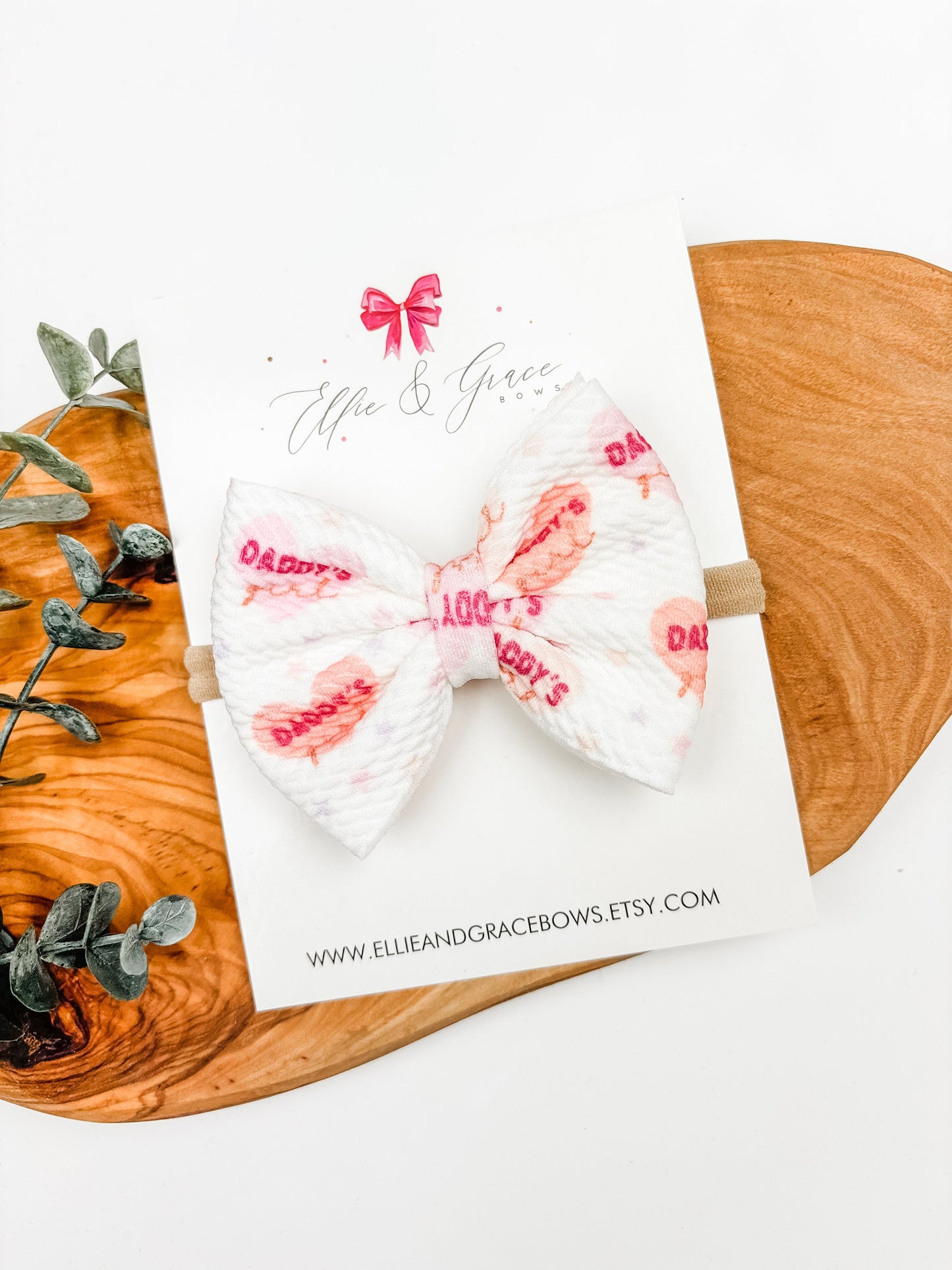 Daddy's Girl Baby Bow Headband: Valentine's Day Hair Clip