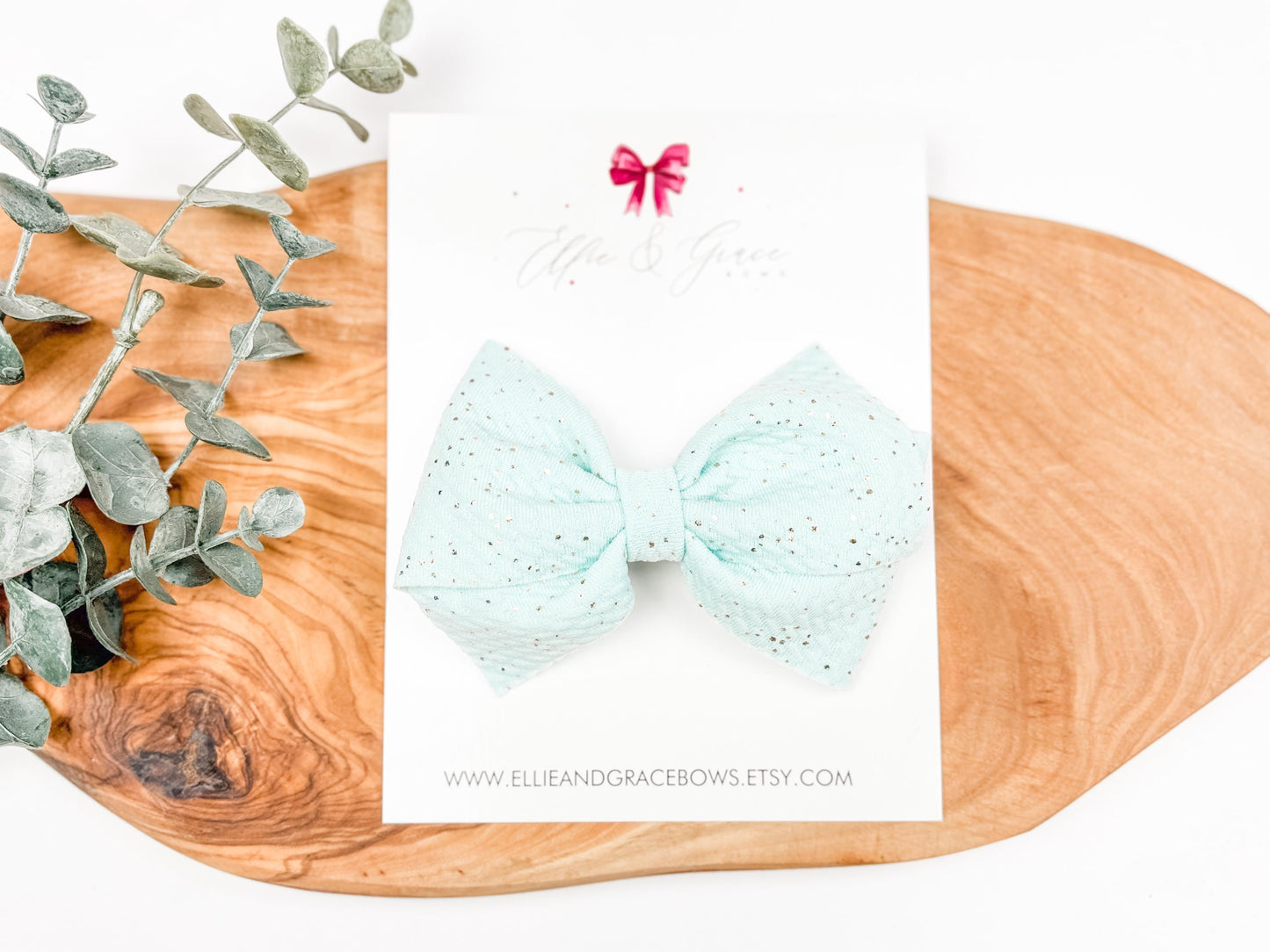 Sparkle Baby Bow Headband: Light Blue Pinwheel Hair Bow