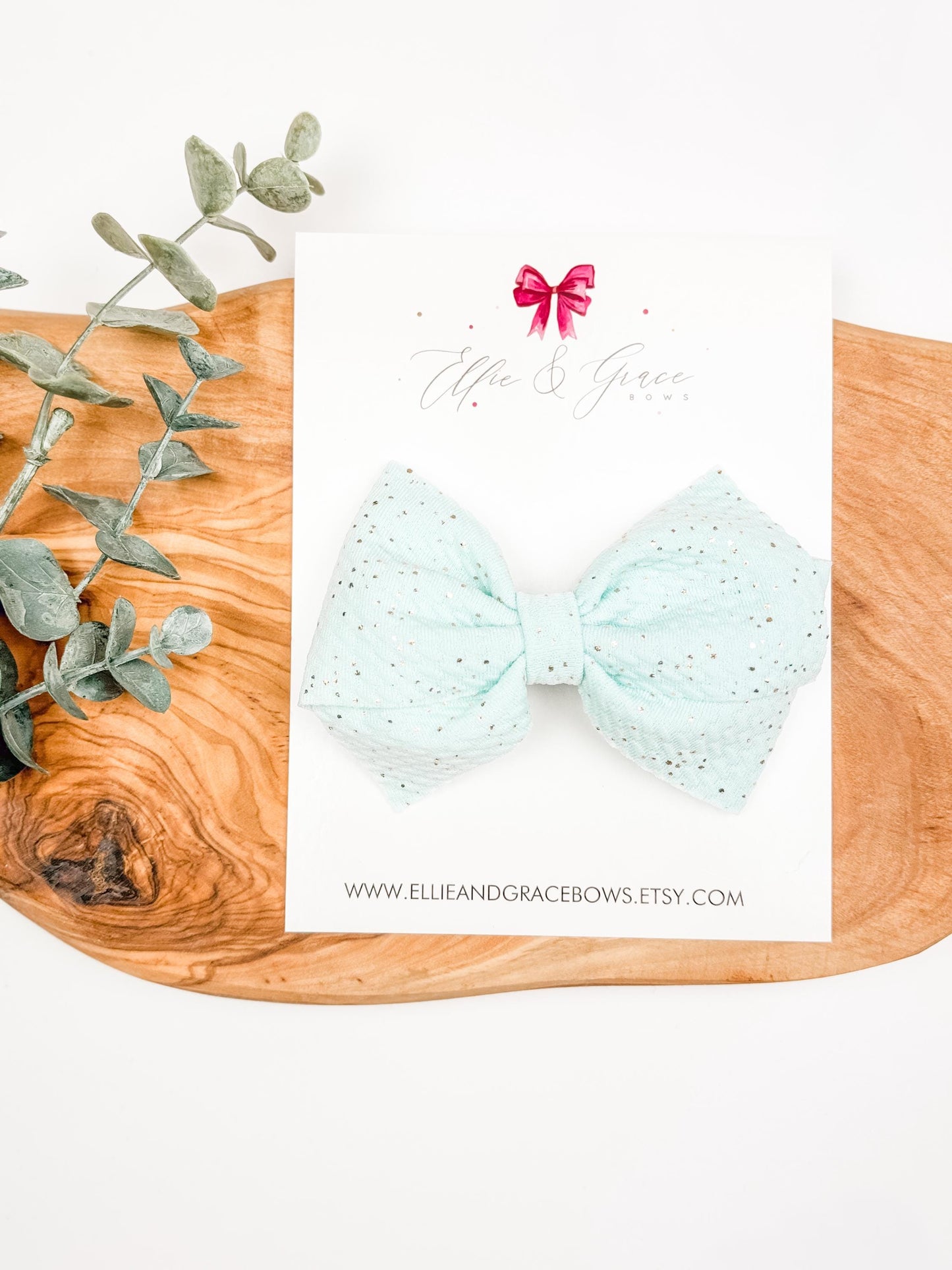 Sparkle Baby Bow Headband: Light Blue Pinwheel Hair Bow