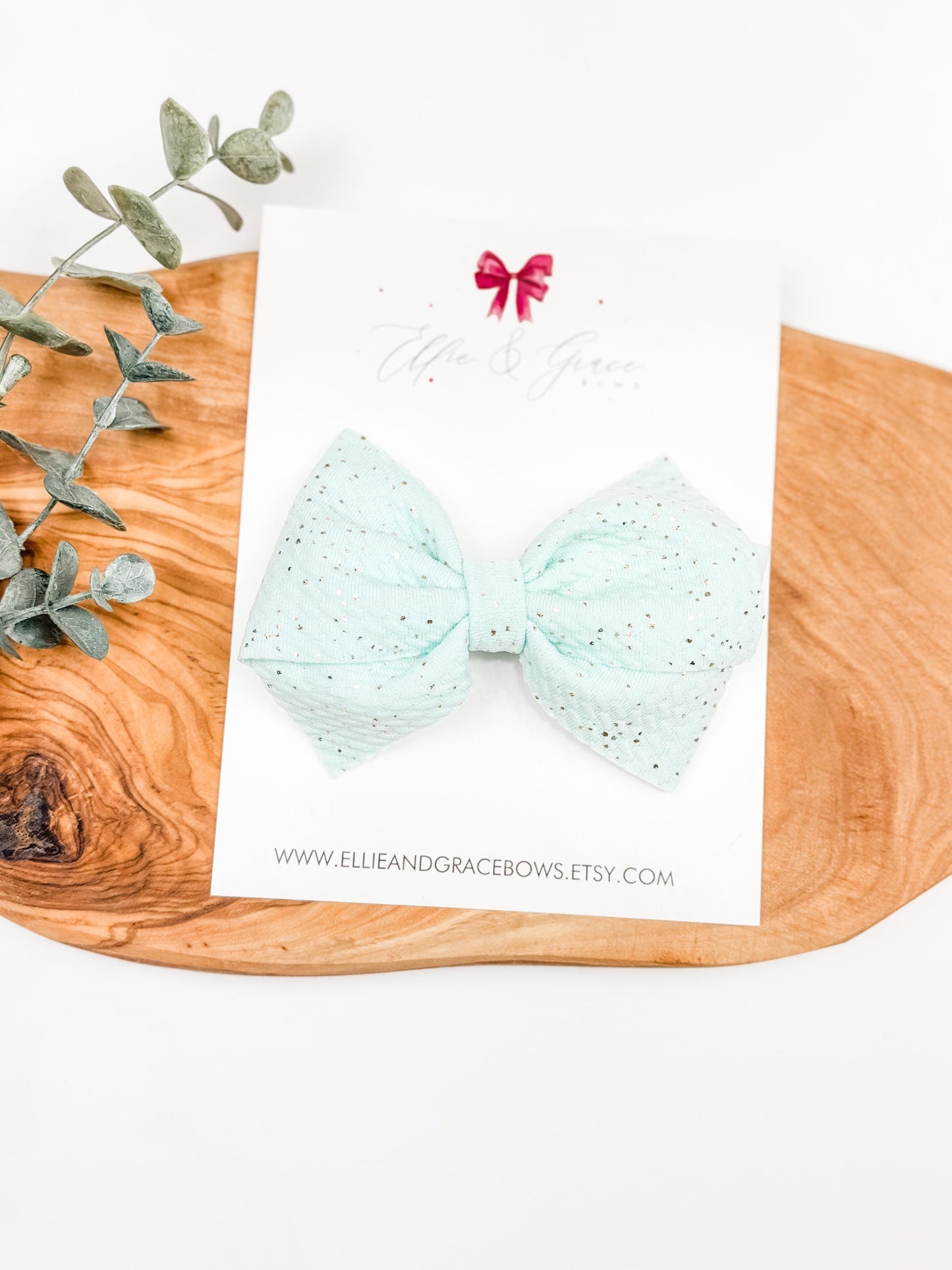 Sparkle Baby Bow Headband: Light Blue Pinwheel Hair Bow
