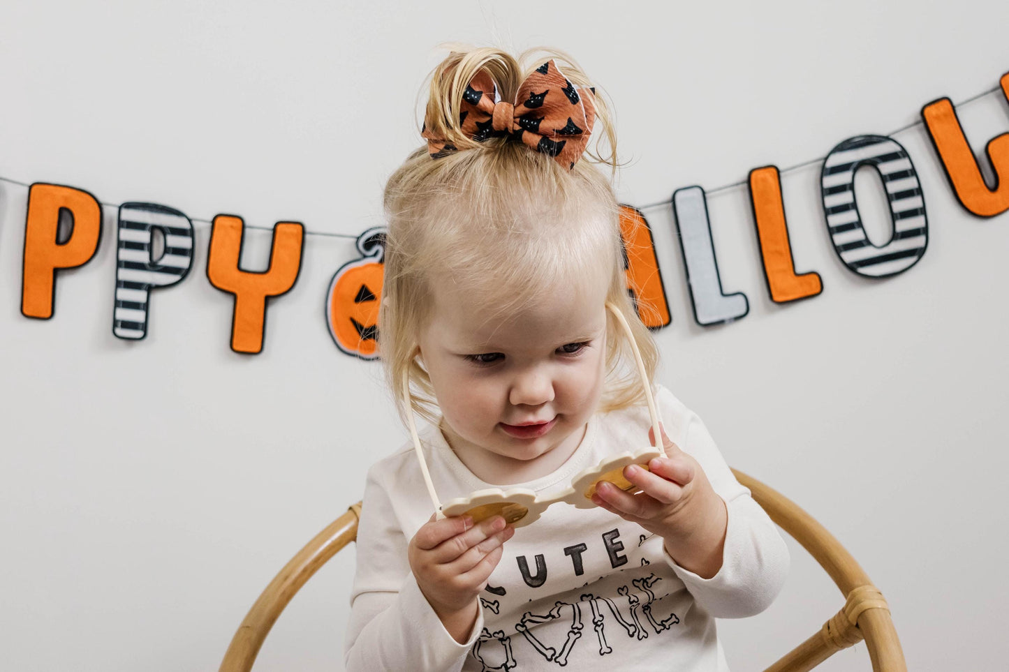 Copper and Black Cat Halloween Baby Bow Headband