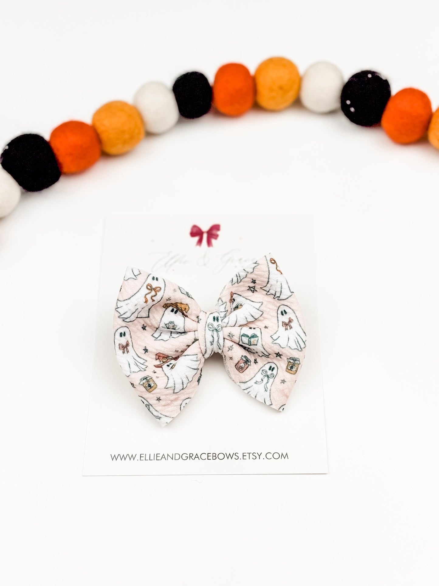 Pink Ghost 4 Inch Baby Bow Headband - Bows for Girls