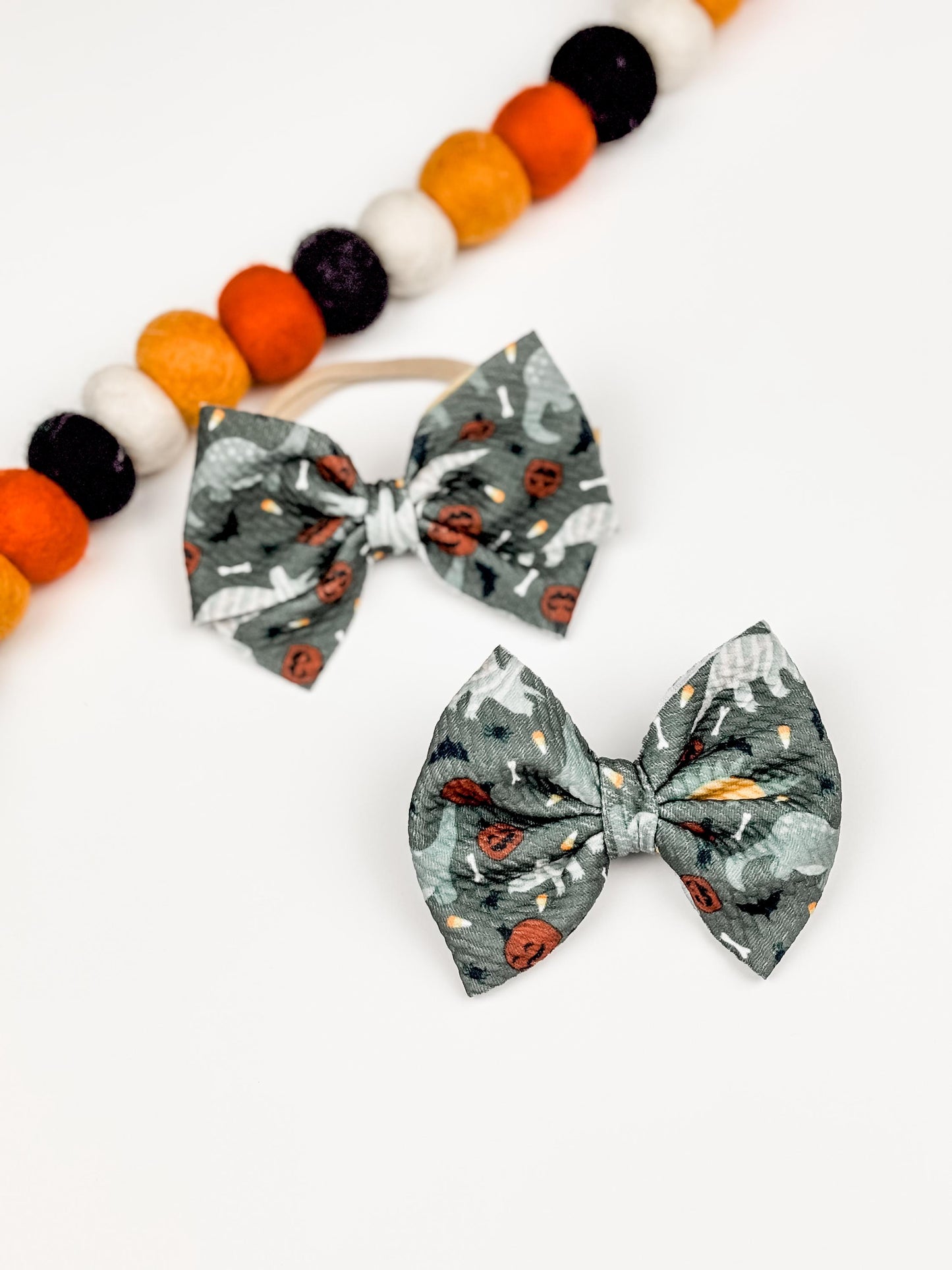 Dinosaur Halloween Bow - Alligator Clip Baby Bow