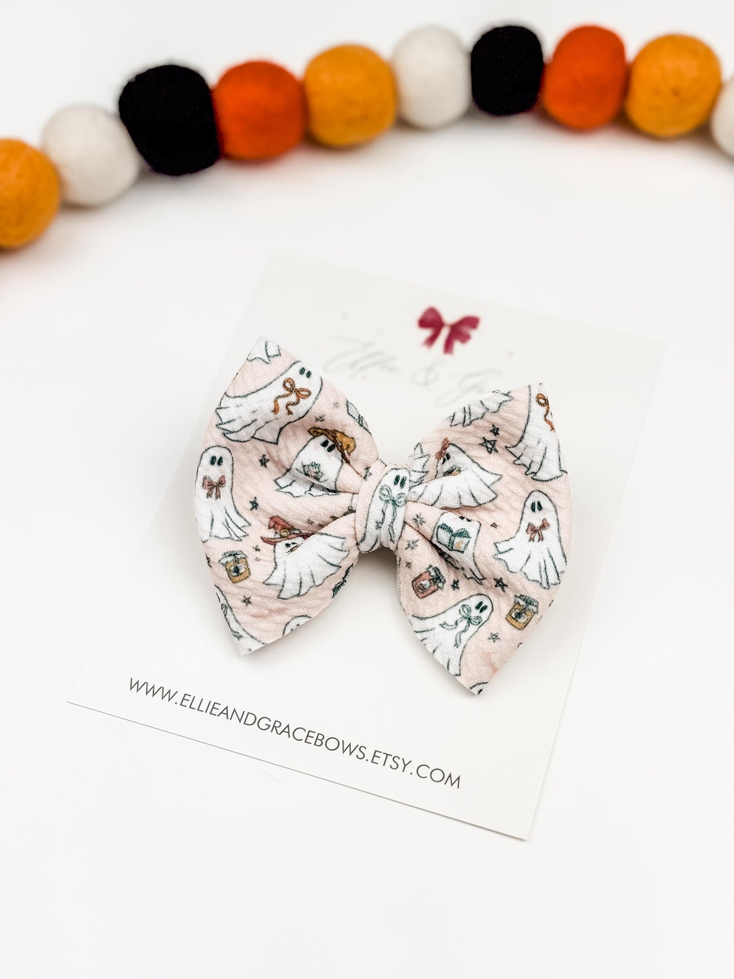 Pink Ghost 4 Inch Baby Bow Headband - Bows for Girls