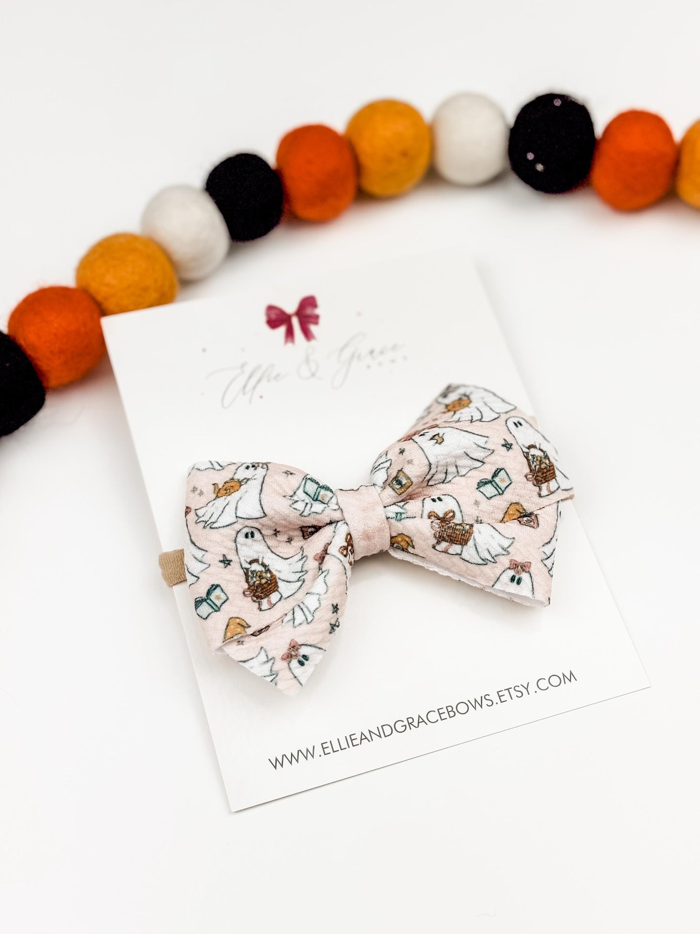Pink Ghost 4 Inch Baby Bow Headband - Bows for Girls