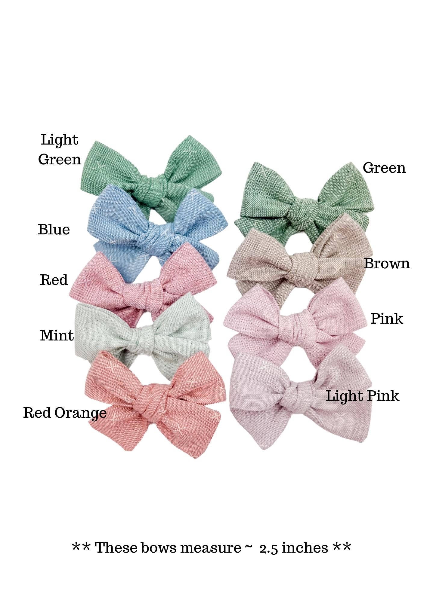 Spring Cotton Fabric Pigtail Bow Set - Mint Baby Bows