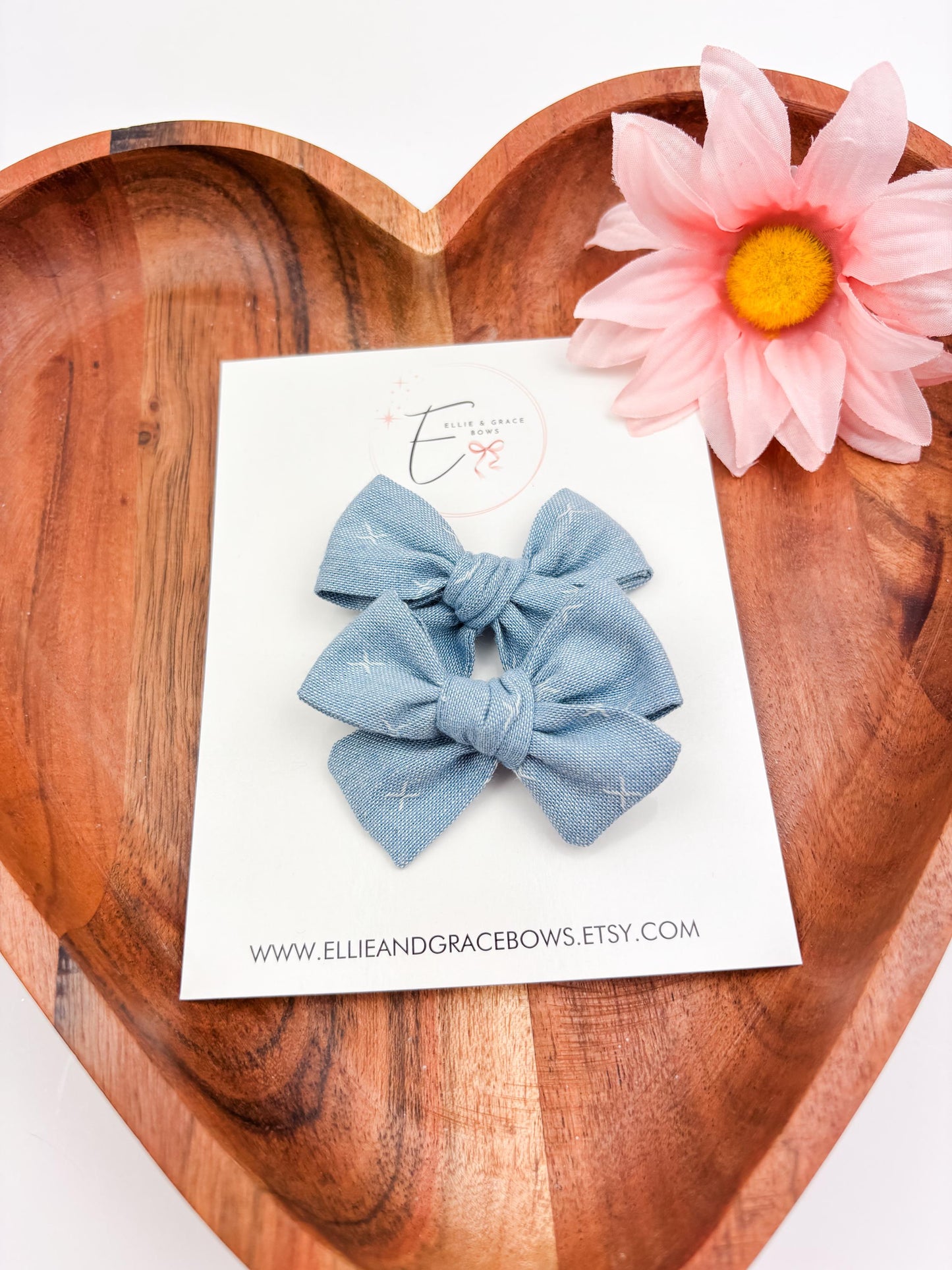 Spring Cotton Fabric Pigtail Bow Set - Mint Baby Bows
