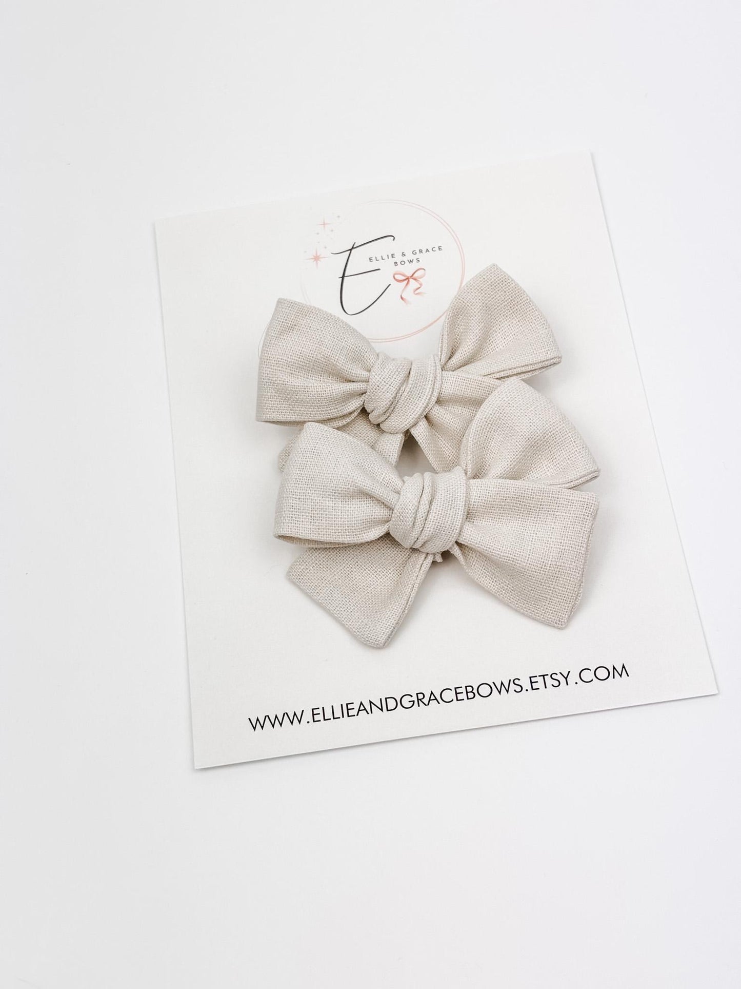 Cotton Linen Pigtail Bows: 2.75 Inch Baby Girl Hair Accessories