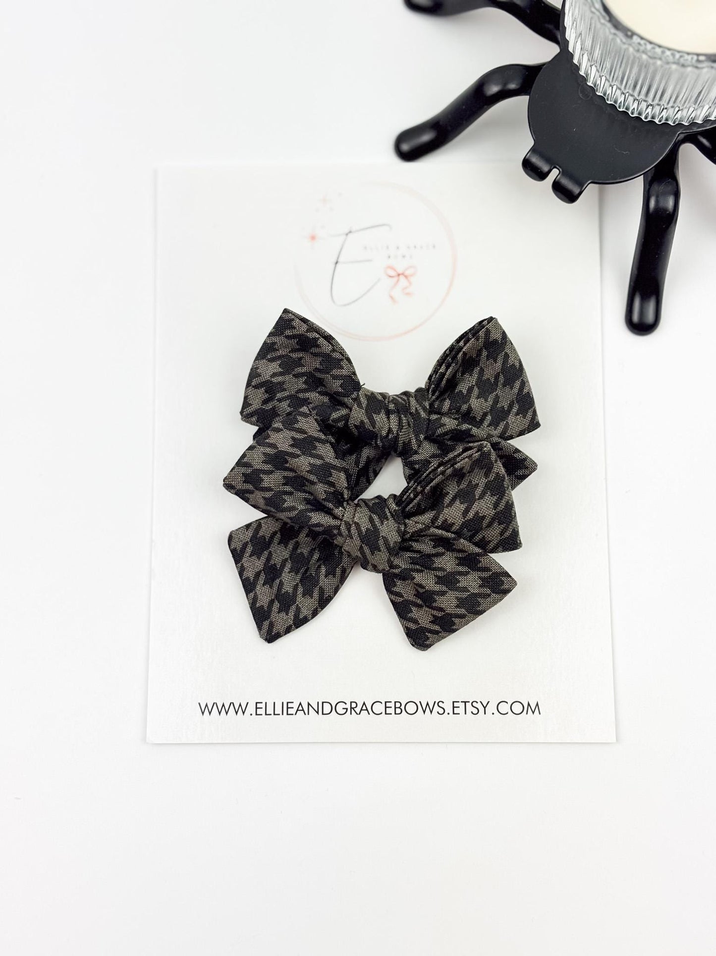 Black & Gray Houndstooth Hair Bows