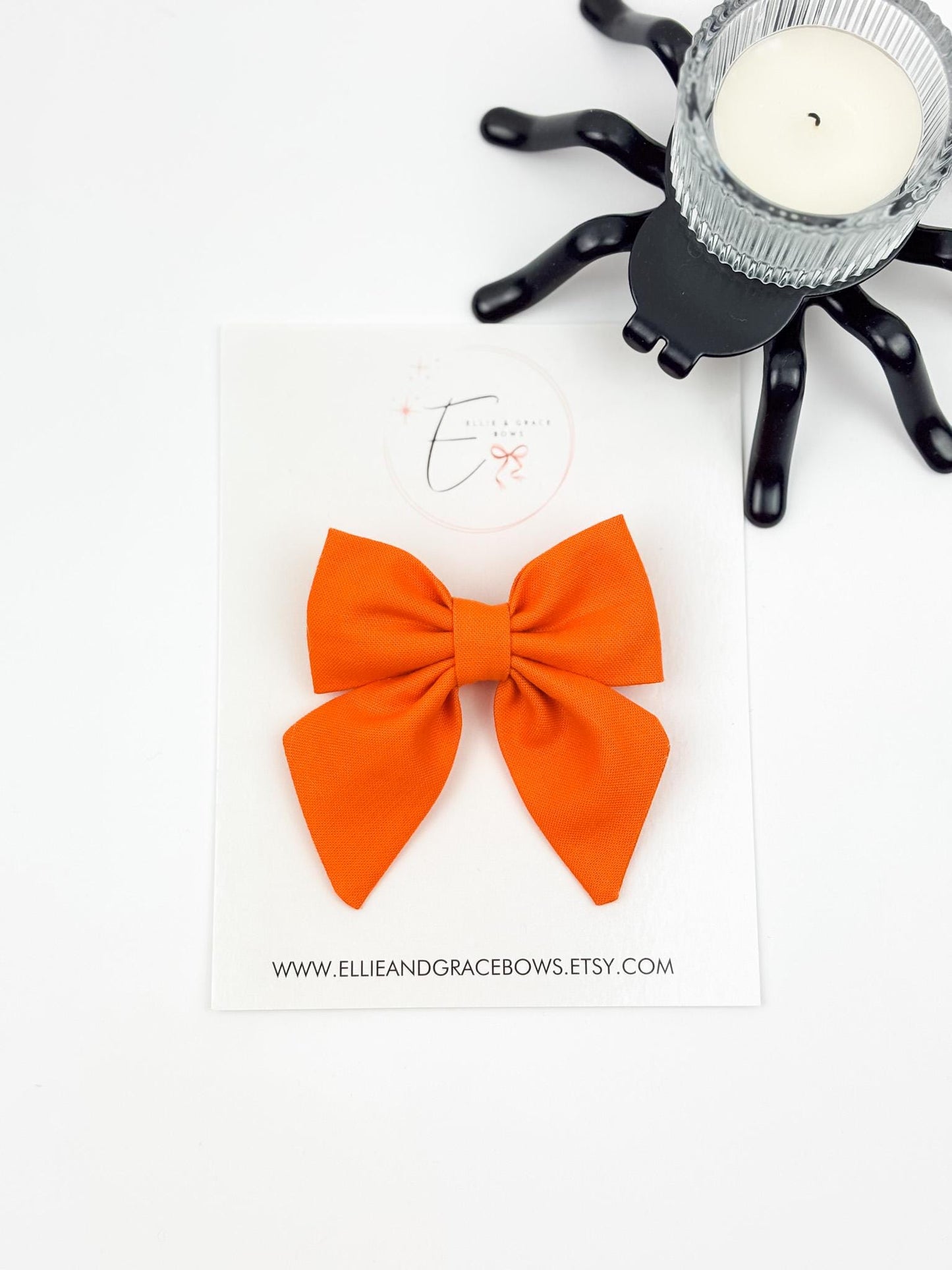 Halloween Cotton Sailor Bow | Solid Orange Hair Bow