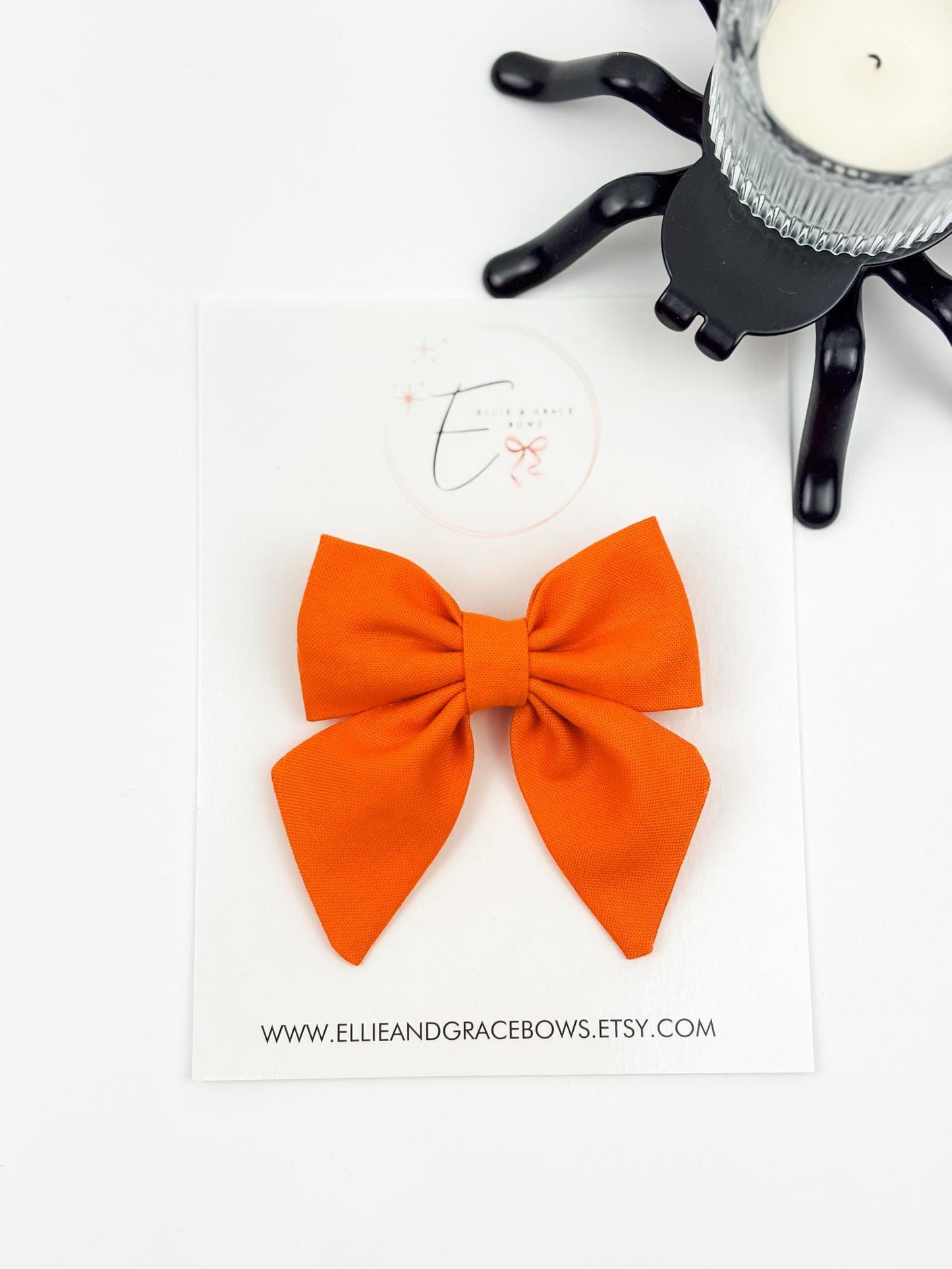 Halloween Cotton Sailor Bow | Solid Orange Hair Bow
