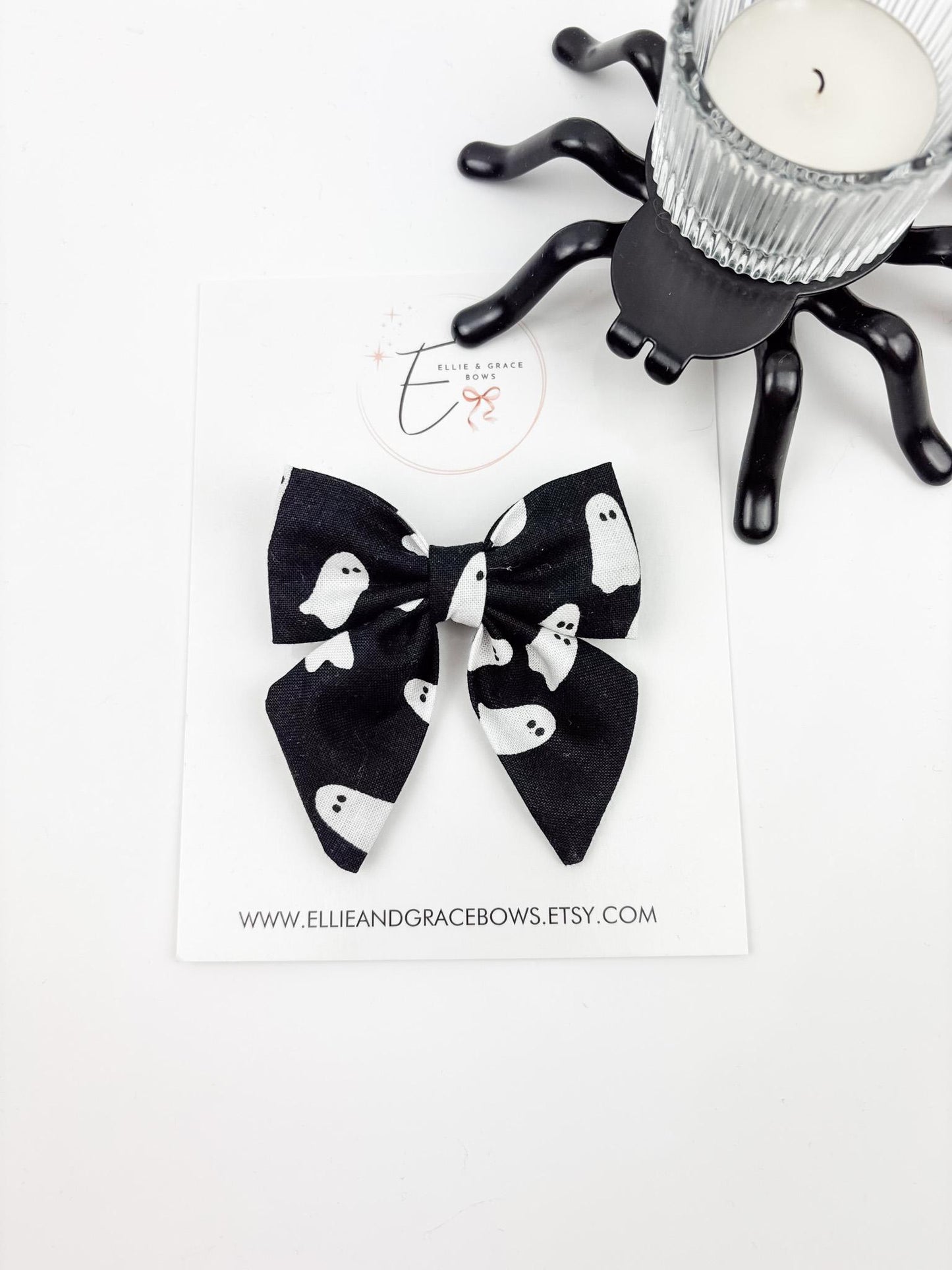 Ghost Halloween Bow β Cotton Fabric Hair Bow
