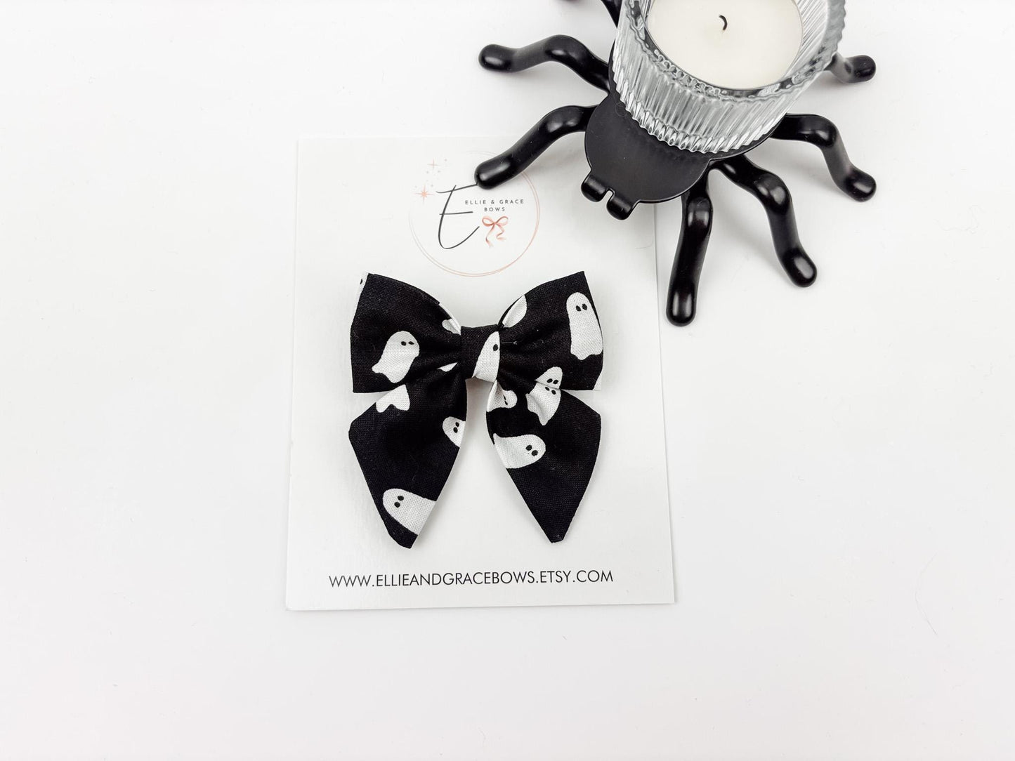 Ghost Halloween Bow β Cotton Fabric Hair Bow