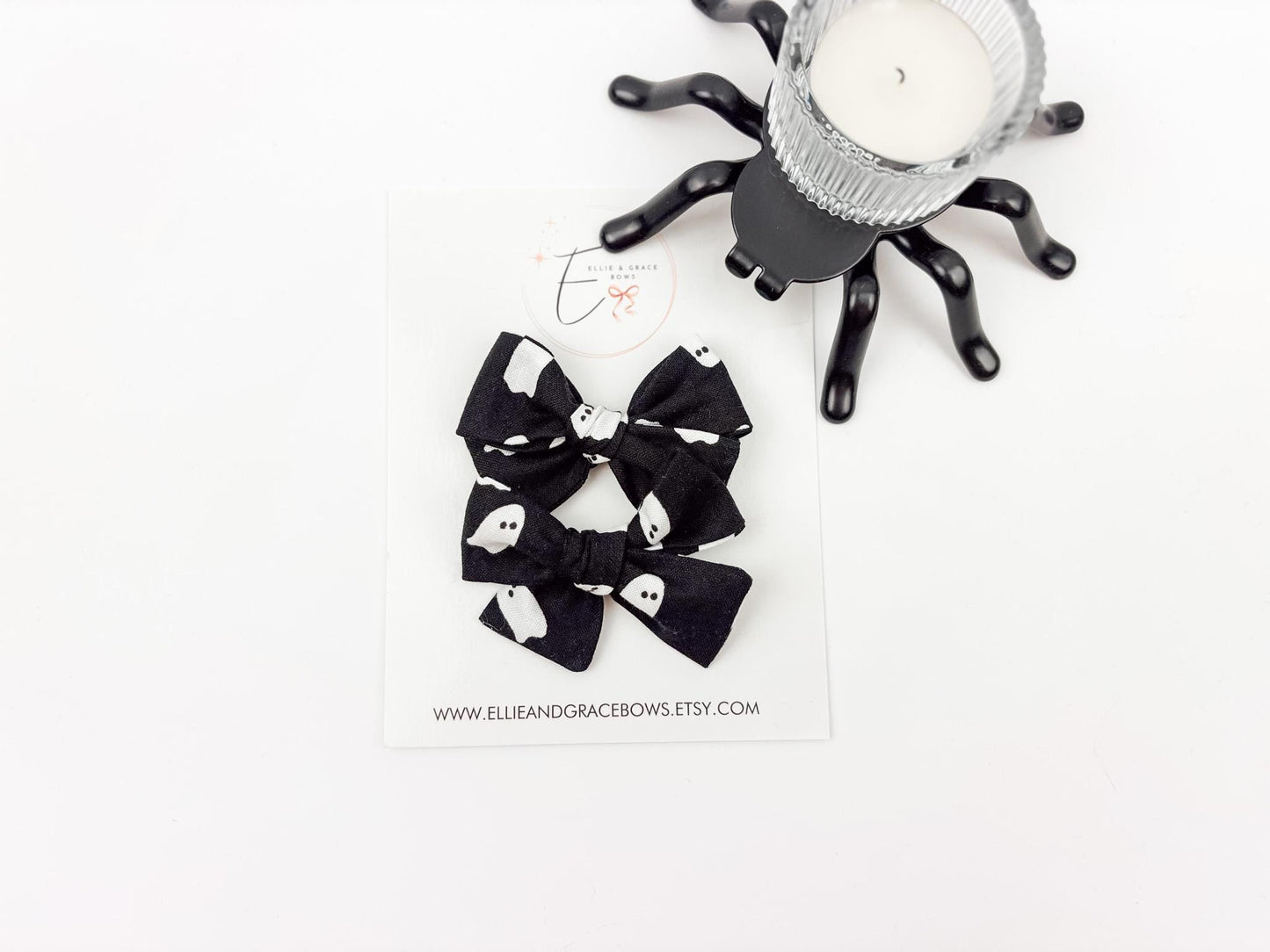 Ghost Halloween Hair Bows | 2.75” Cotton Fabric Bows