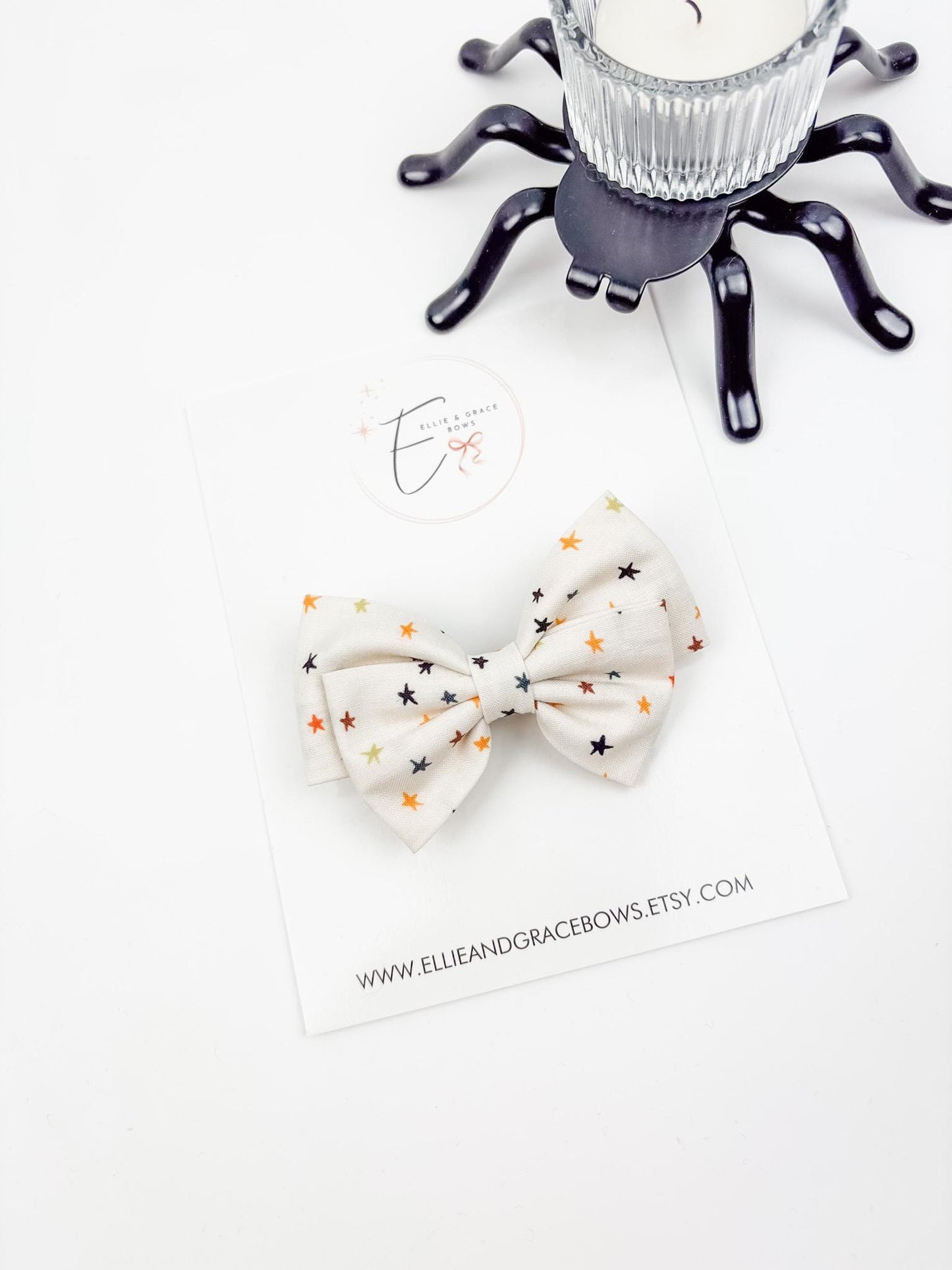 Halloween Cotton Hair Bow | Star Print Bow or Pigtail Set