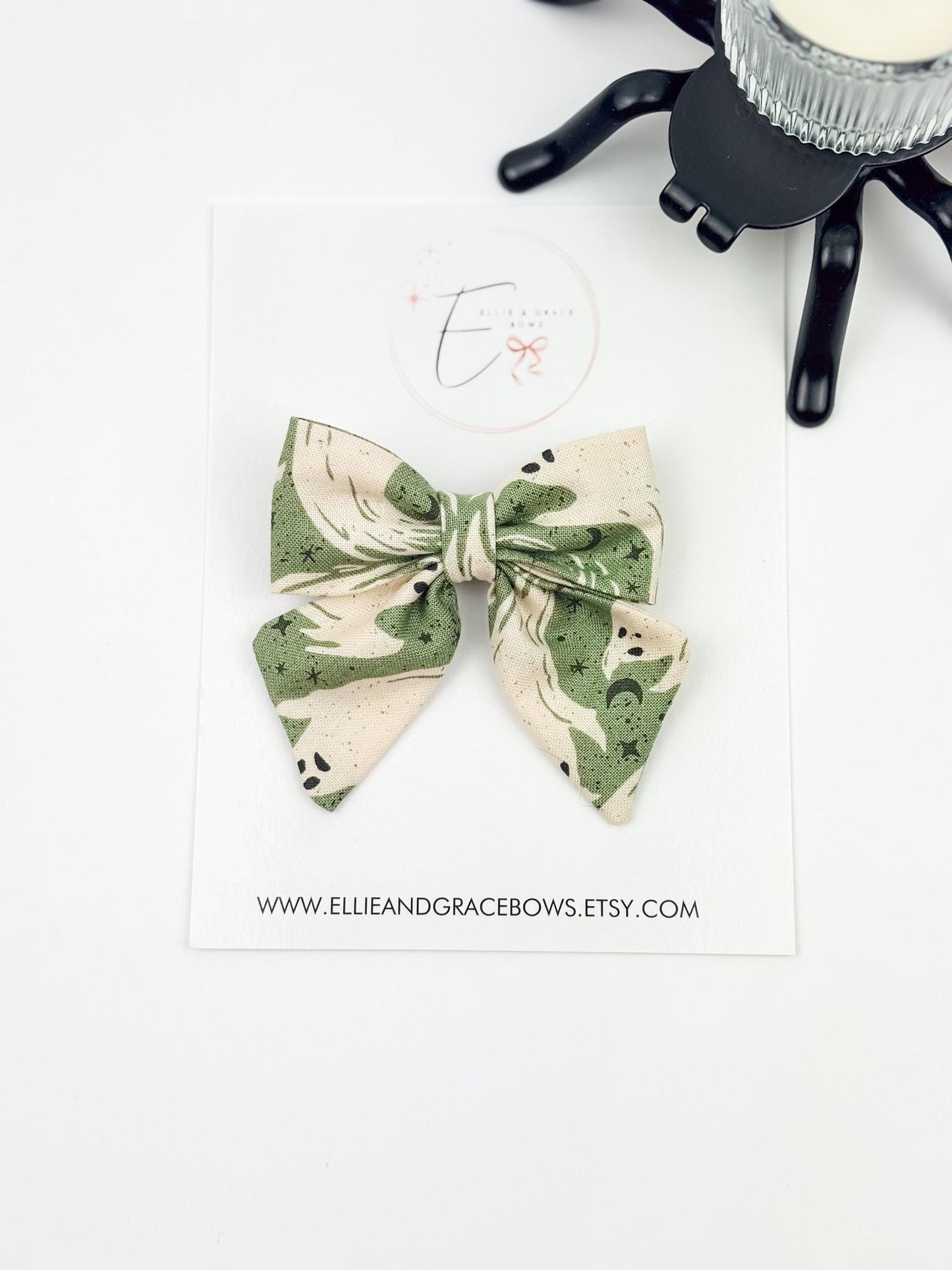 Green Ghost Hair Bow