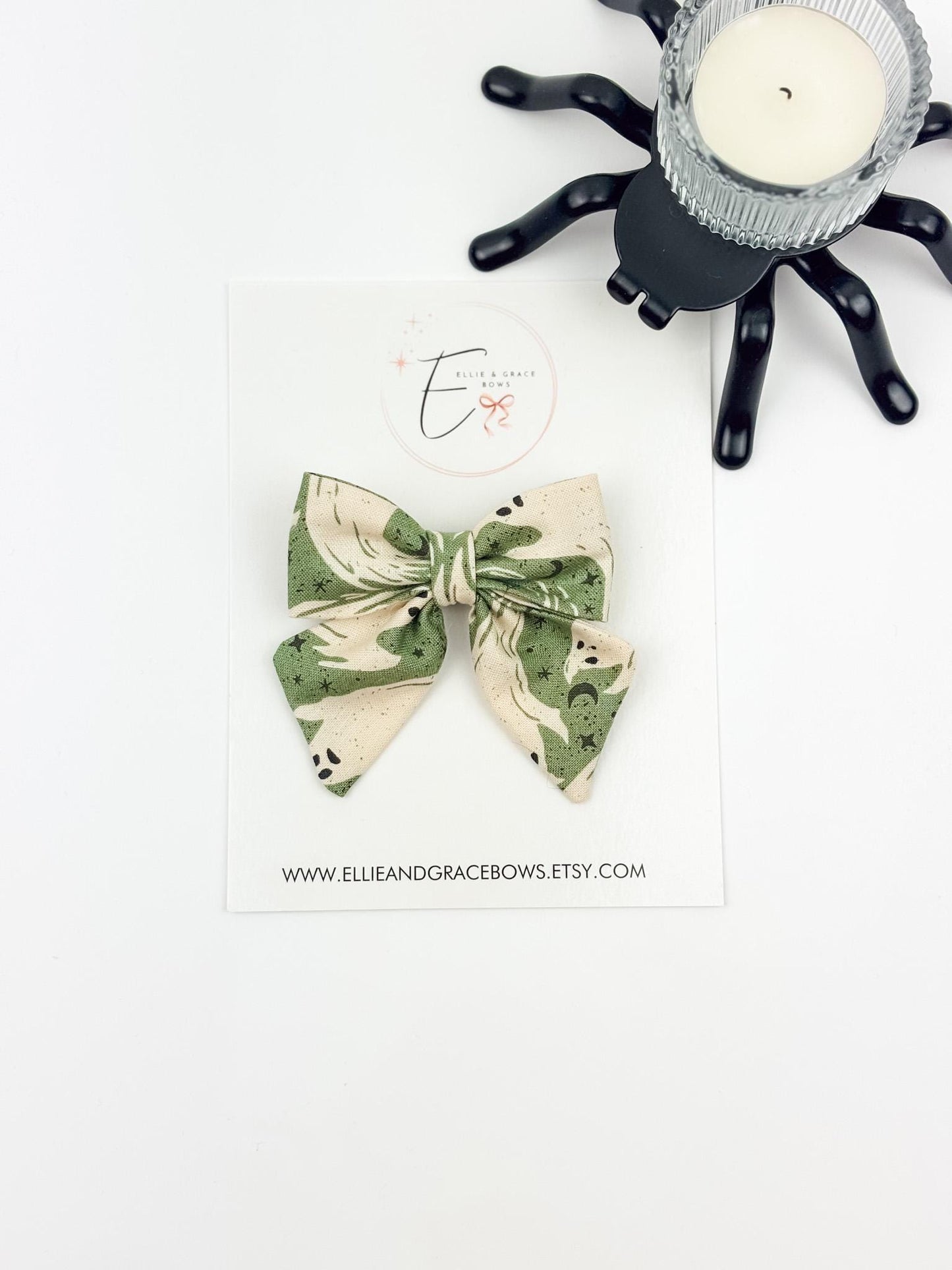 Green Ghost Hair Bow