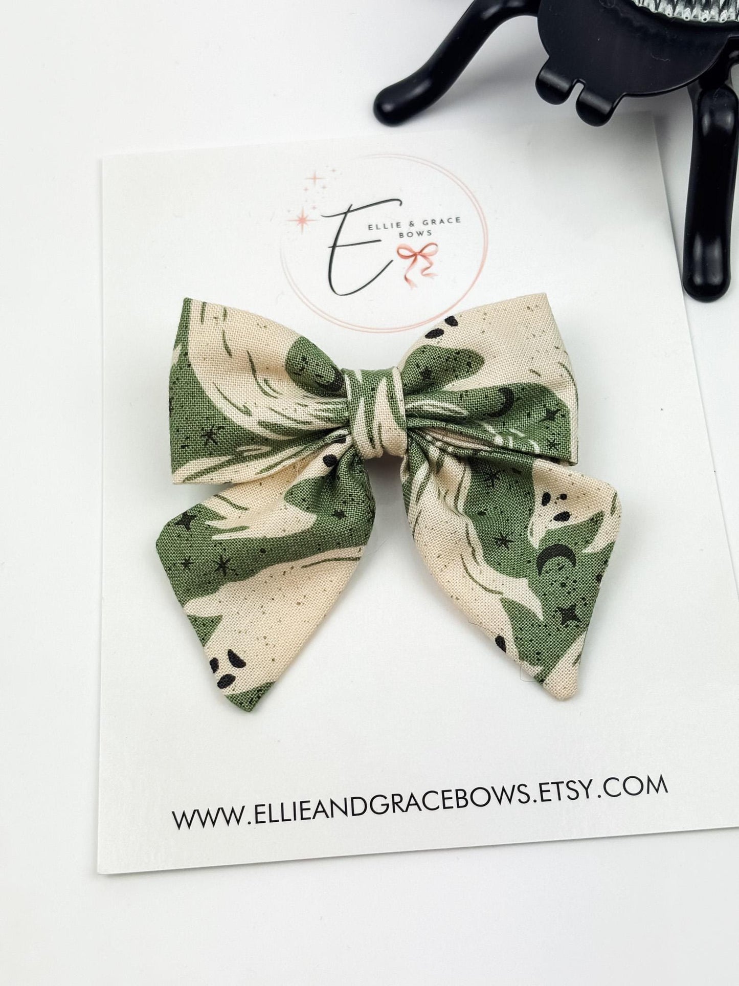 Green Ghost Hair Bow